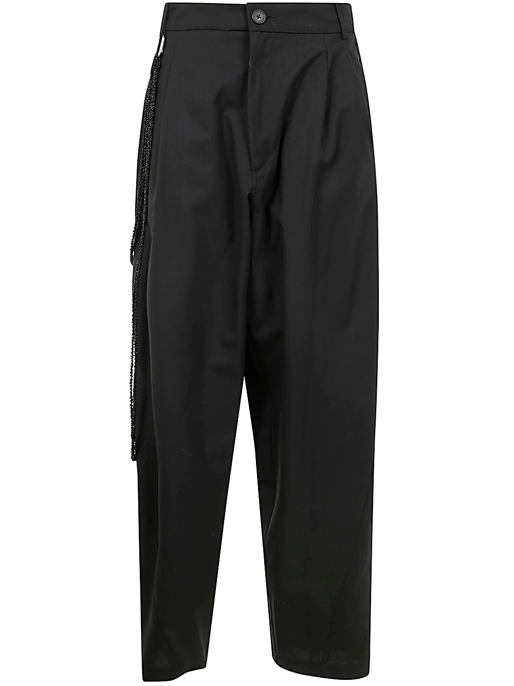 Shop Darkpark Phebe Chain Adorned Light Wool Wide Leg Pants In Black