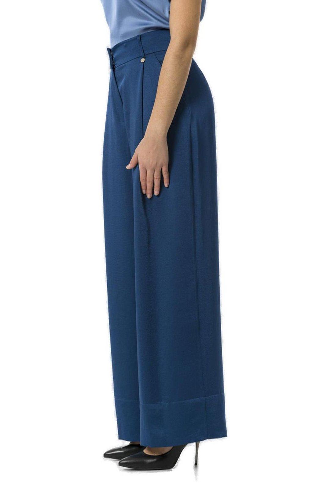 Liu •jo Liu Jo Wide-leg Blue Flared Pants With A Pressed Crease