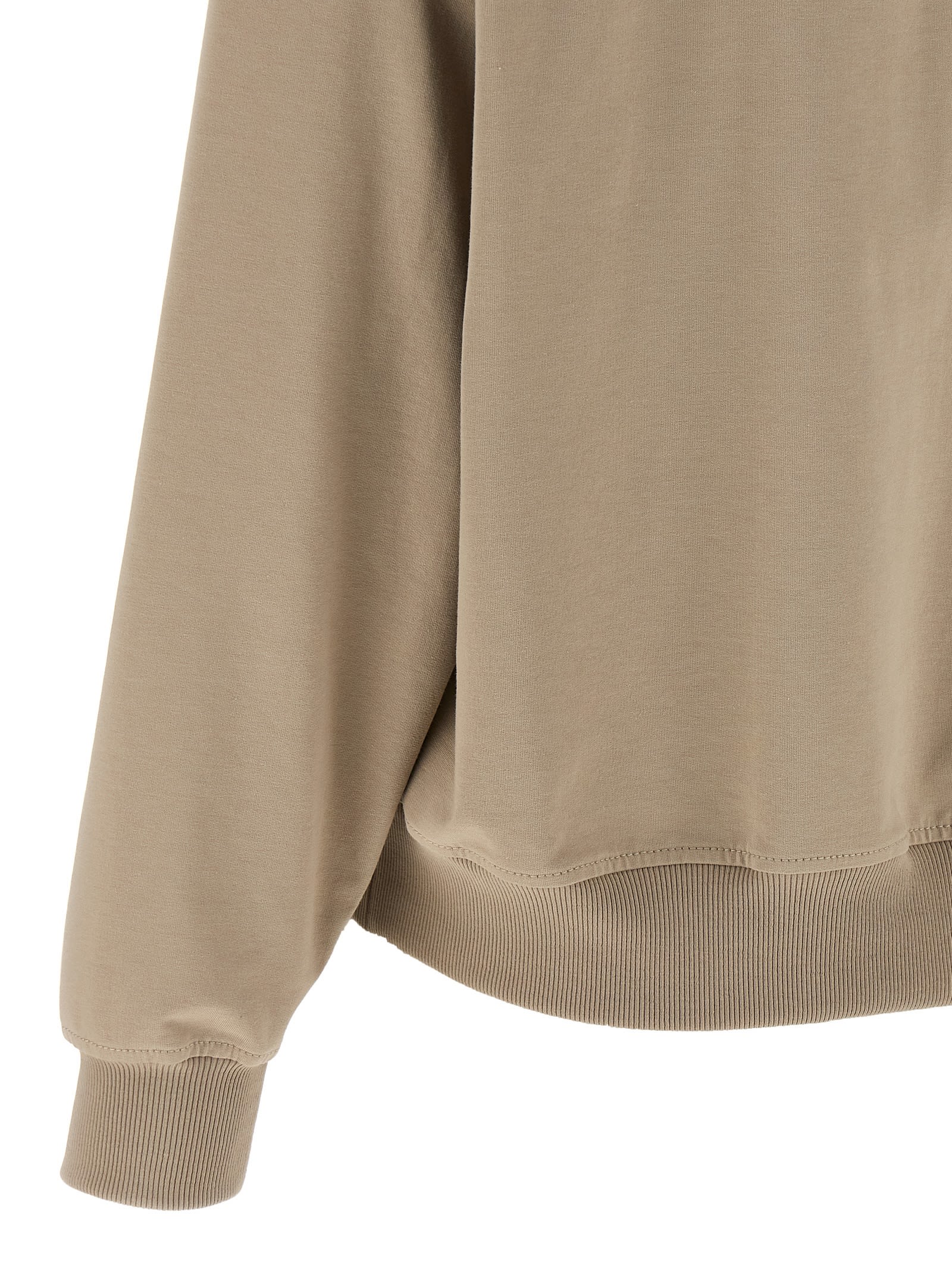 Brunello Cucinelli Hooded Kangaroo Pocket Top With Ribbed Cuffs In Brown