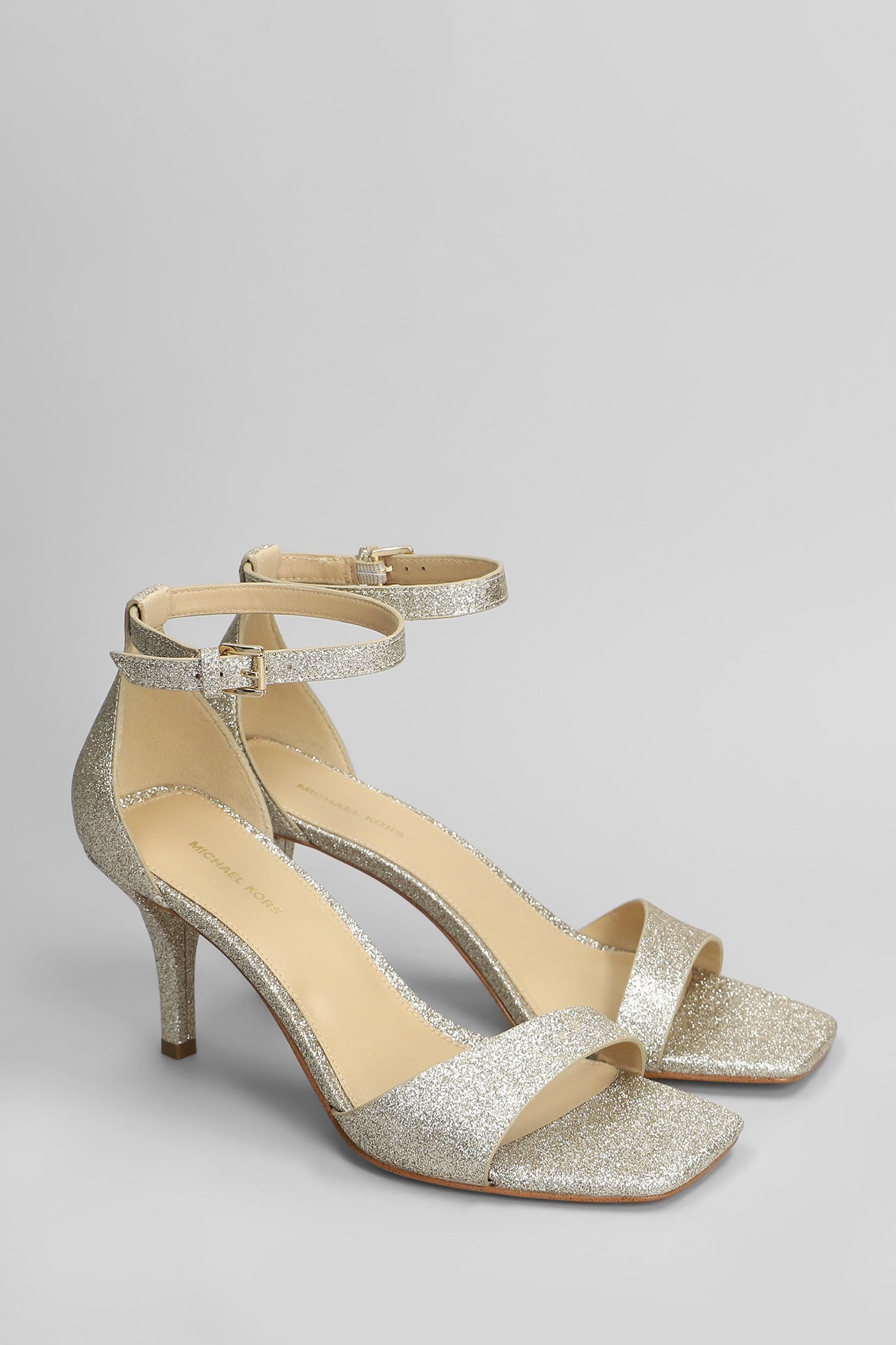 Michael Kors Jaida Sandals In Gold Glitter In Gold