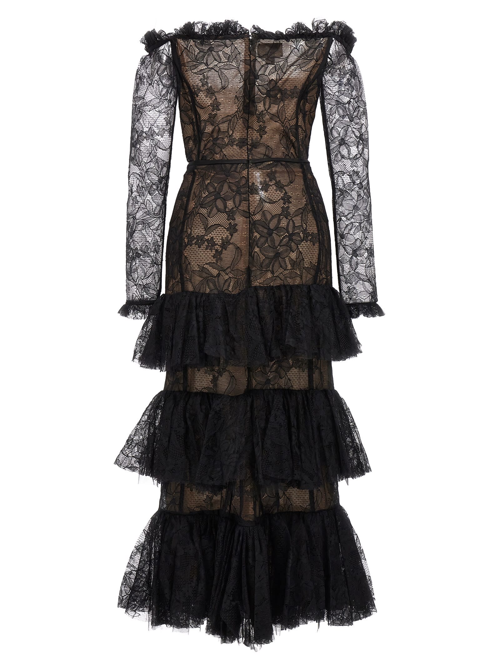Shop Giambattista Valli Chantilly Lace Dress In Black