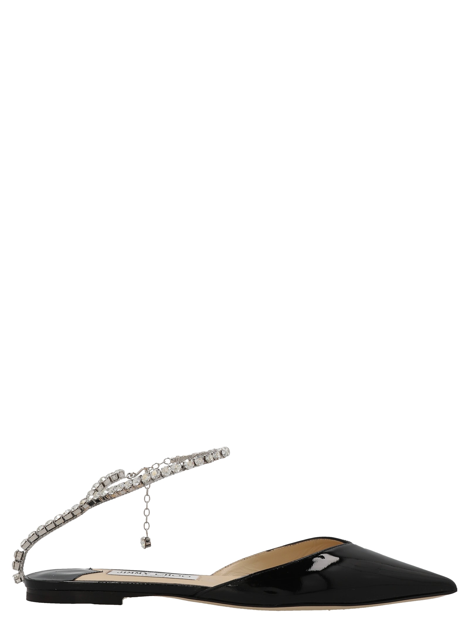 Jimmy Choo Saeda Crystal-embellished Ballerina Shoes In Black