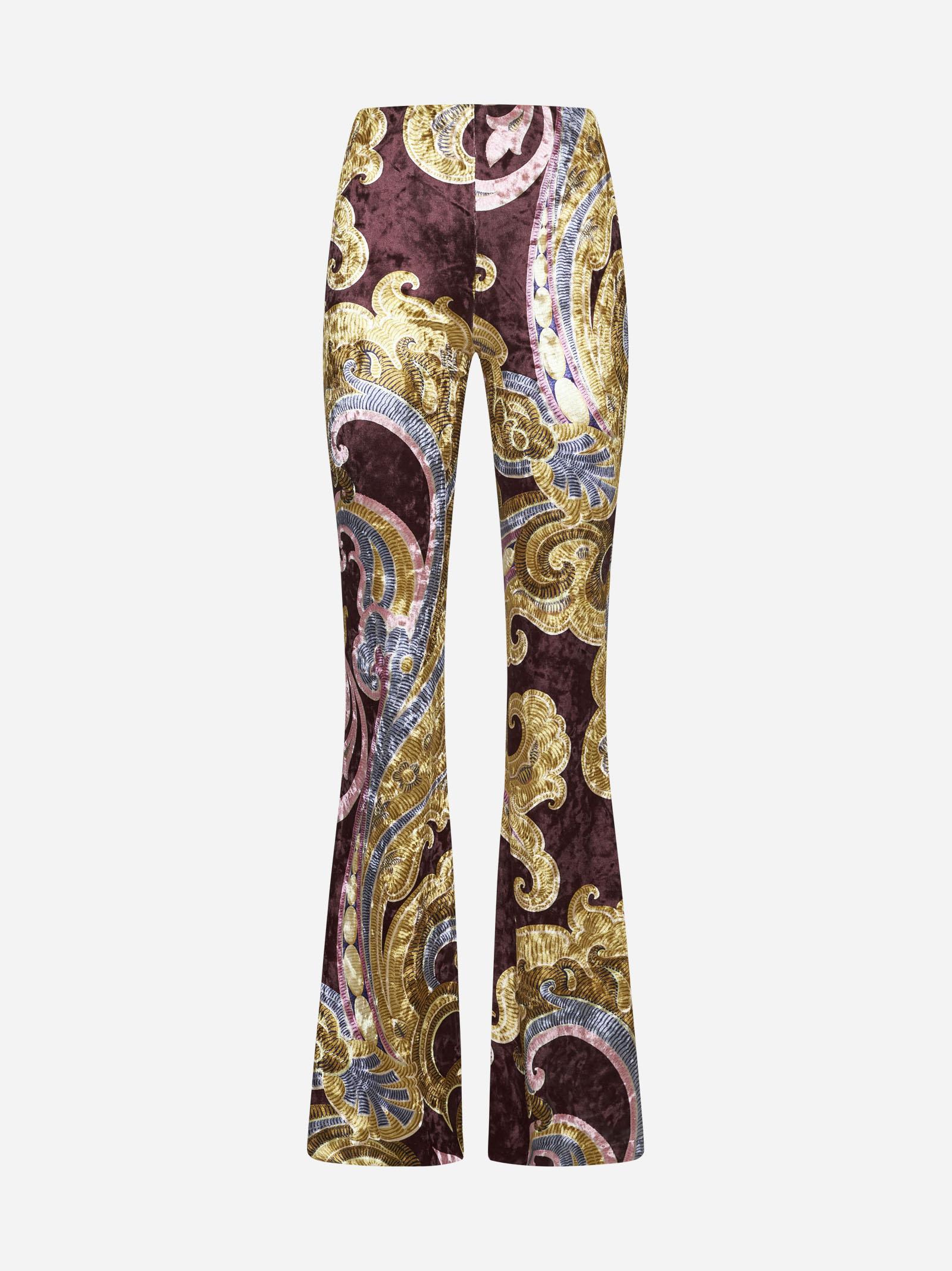 Paisley Print Velvet Trousers