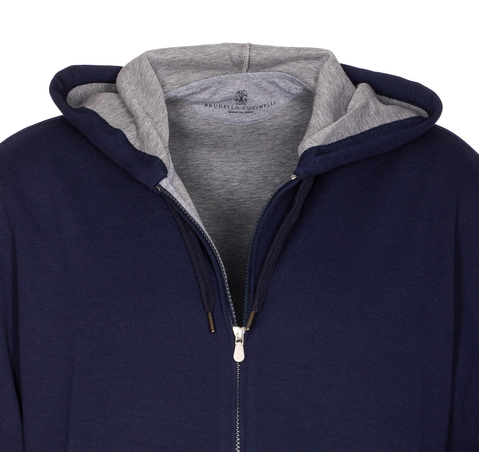 Brunello Cucinelli Men Double Zip Hoodie In Blue