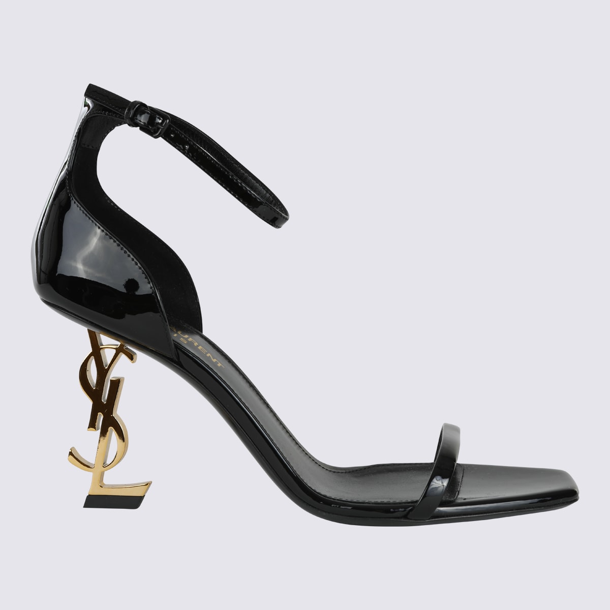 Shop Saint Laurent Black Leather Opyum Sandals