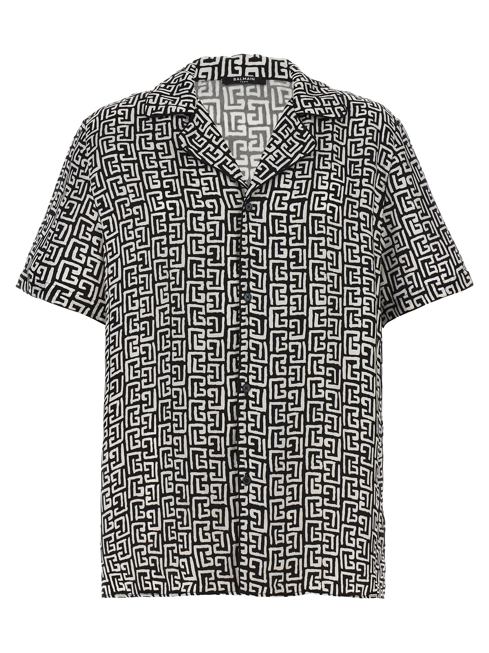 Shop Balmain Monogram Shirt In White/black