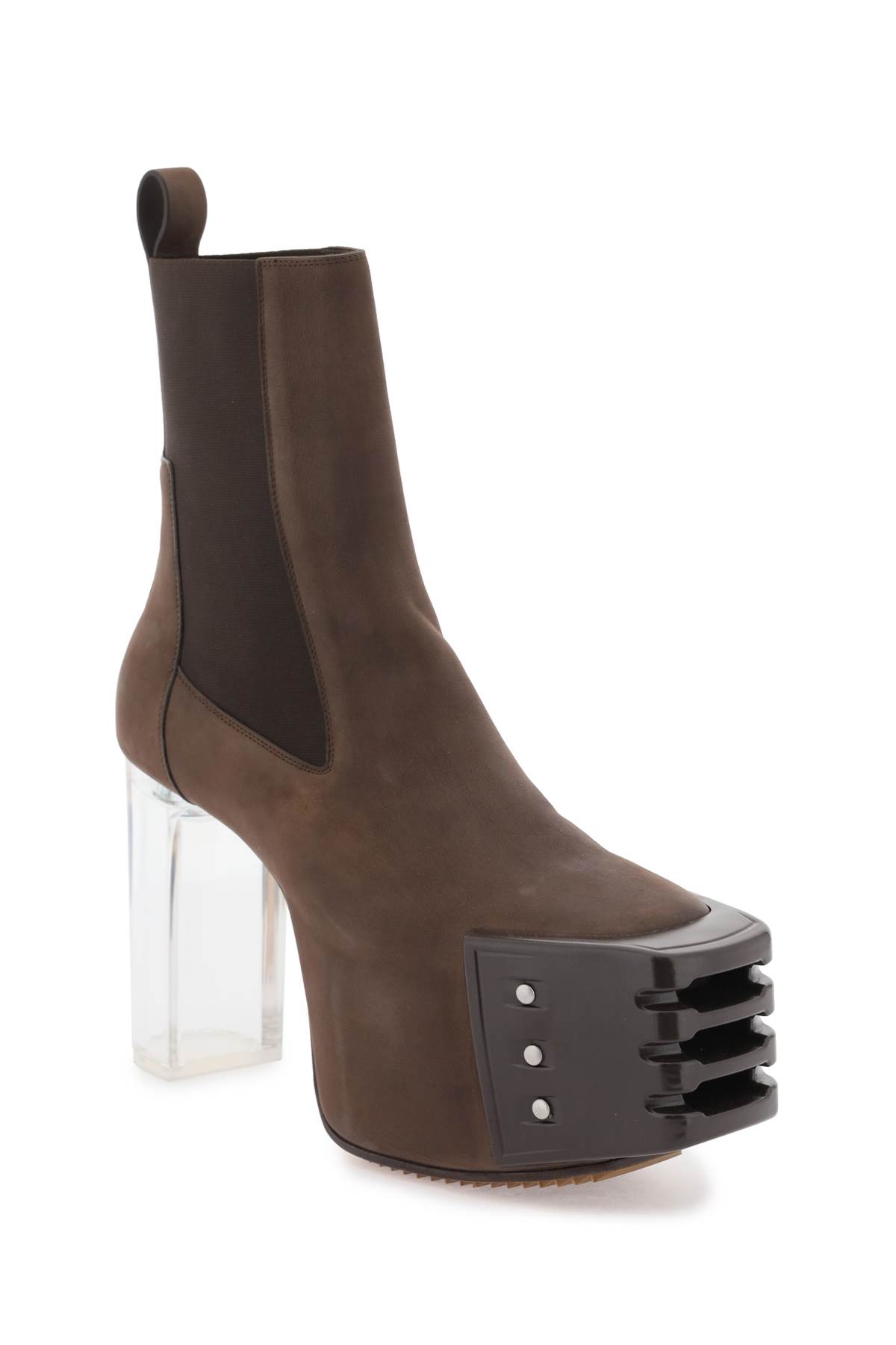 Shop Rick Owens Platform Heeled Ankle Boots In Brown Clear (brown)