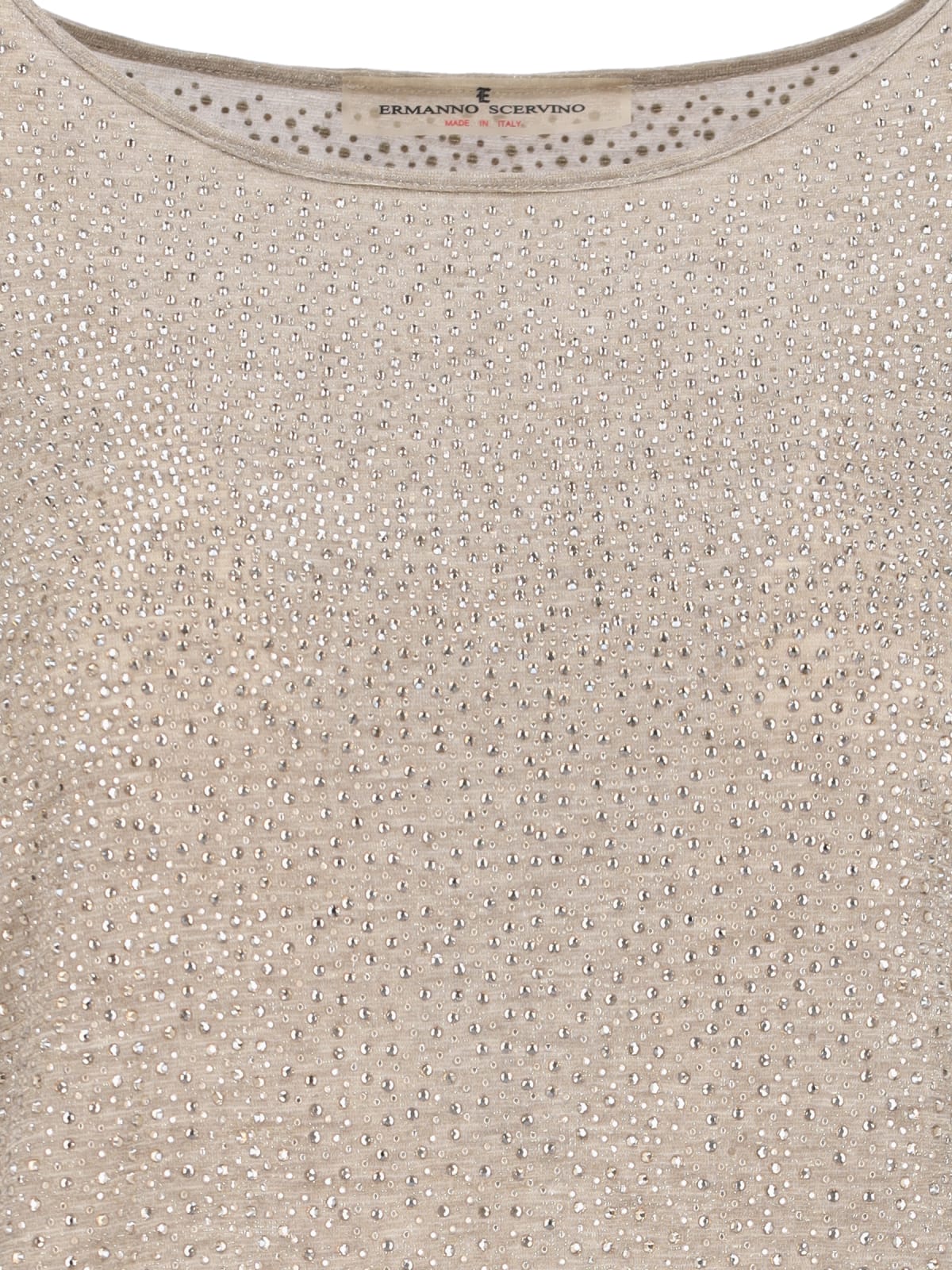 Shop Ermanno Scervino T-shirt With Rhinestones In Beige