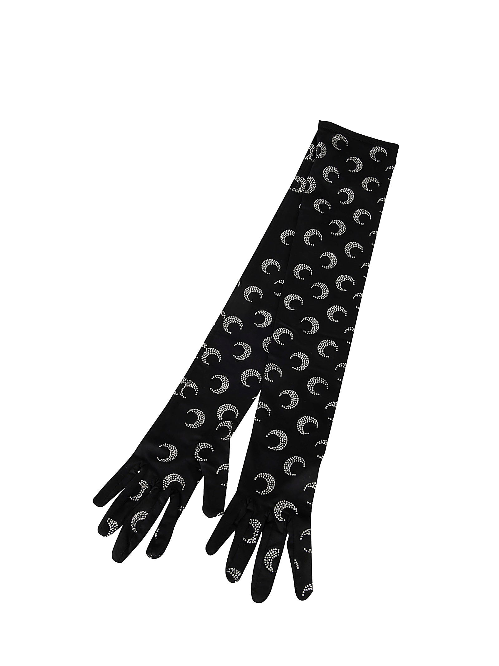 Moon Rhinestoned Jersey Wrist Lenght Gloves