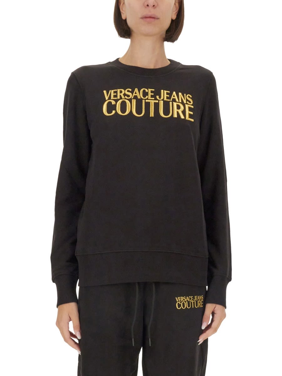 Shop Versace Jeans Couture Sweatshirt With Logo In Black