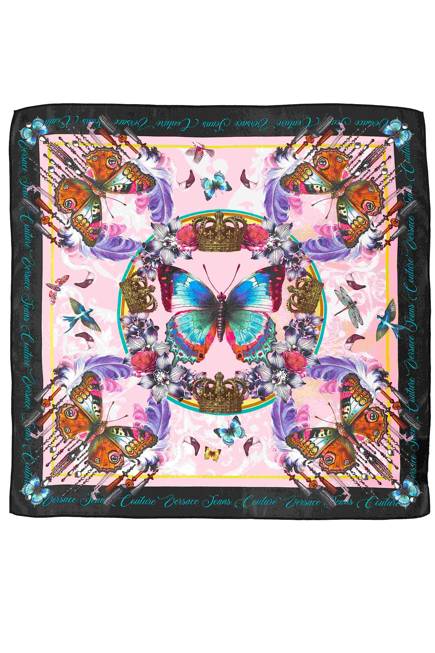 Versace Jeans Couture Butterfly-print Scarf In Red