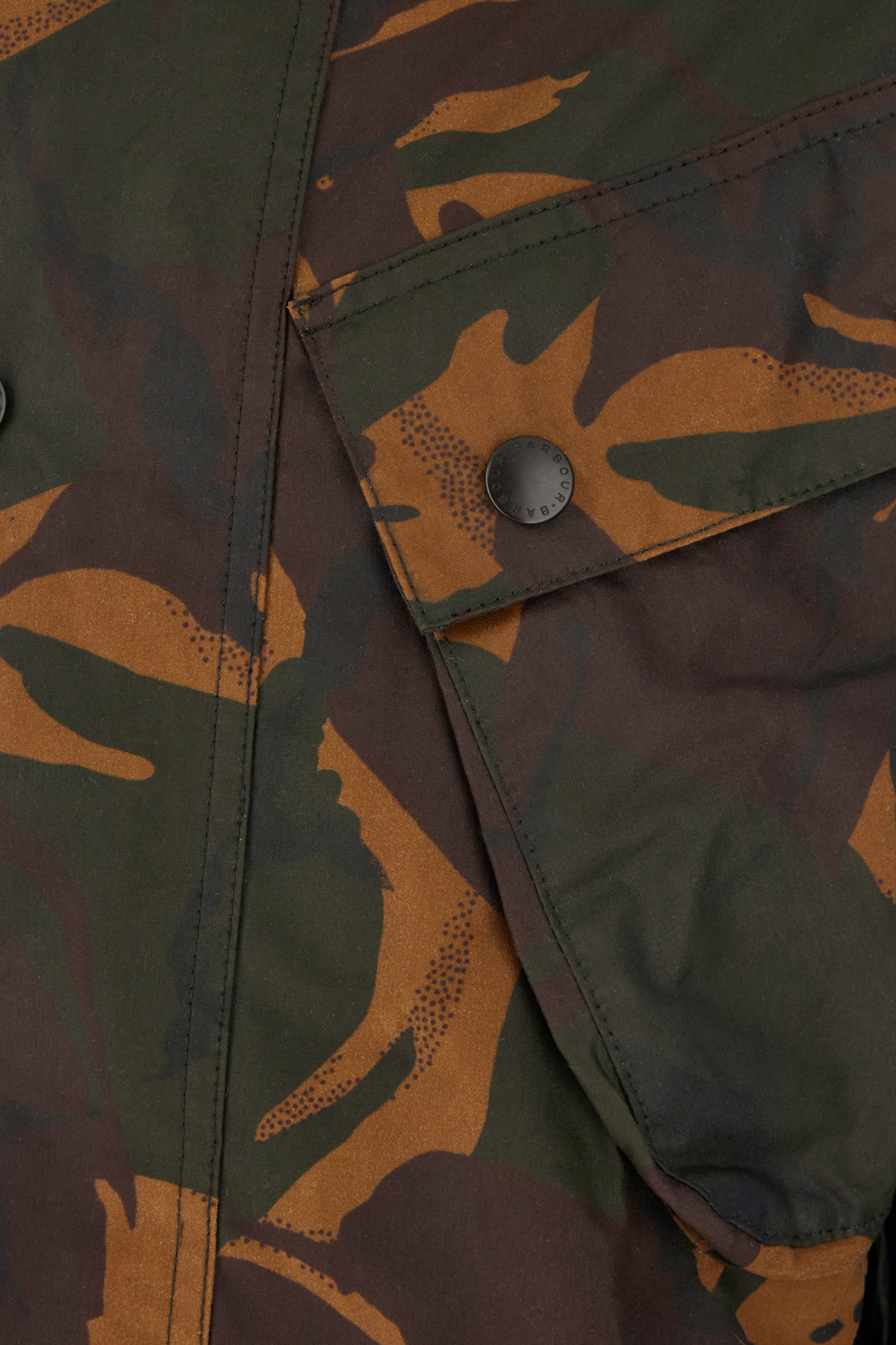 Shop Barbour Printed Brown Cotton Camo Jacket