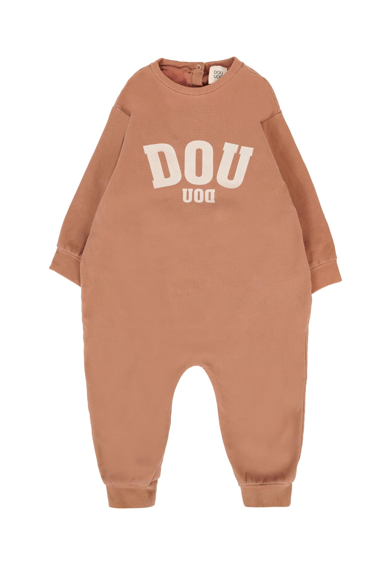 Douuod Beige Babygrow For Baby Girl With Logo In Brown
