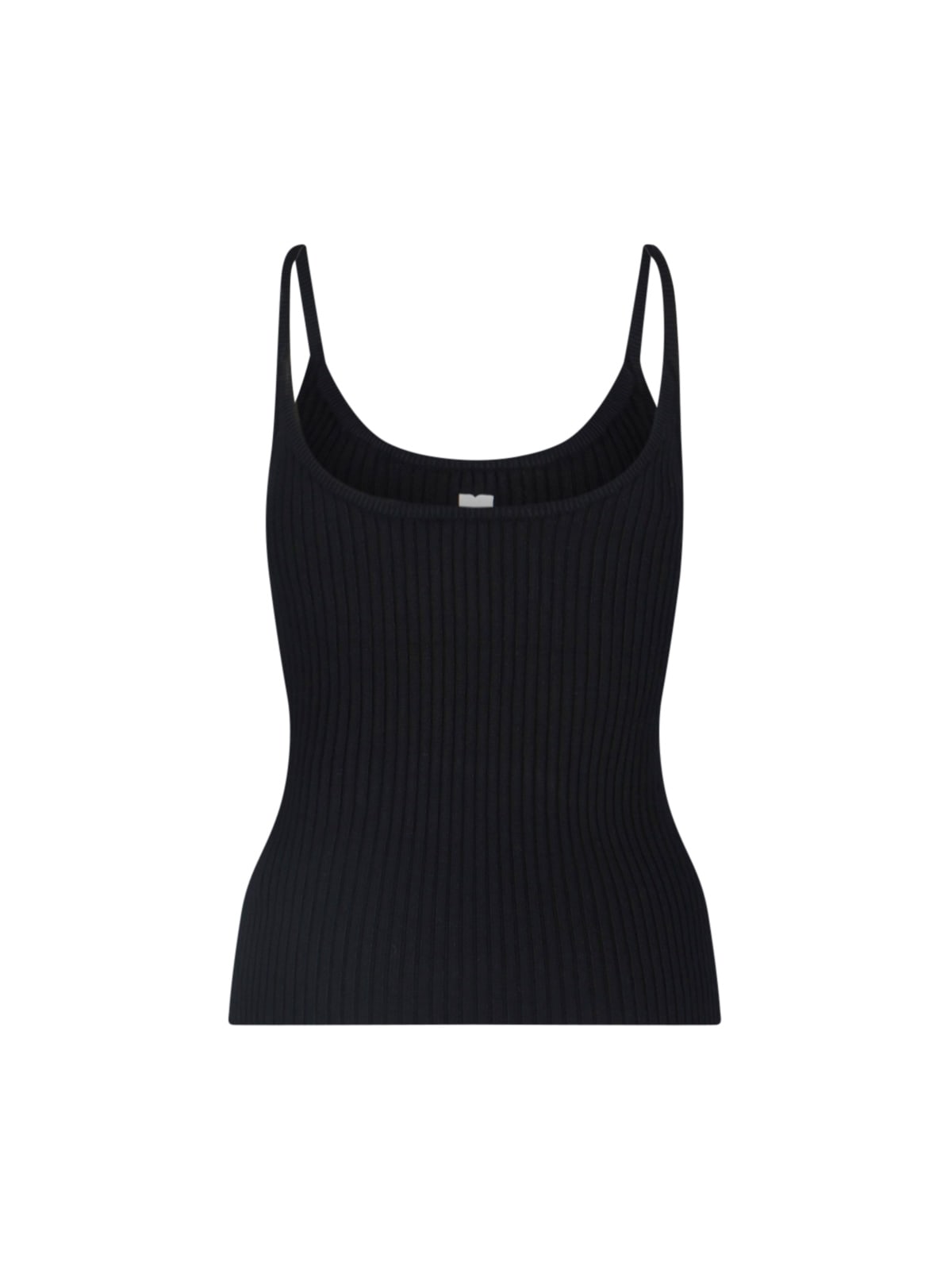 Shop Courrèges Logo Ribbed Top In Black