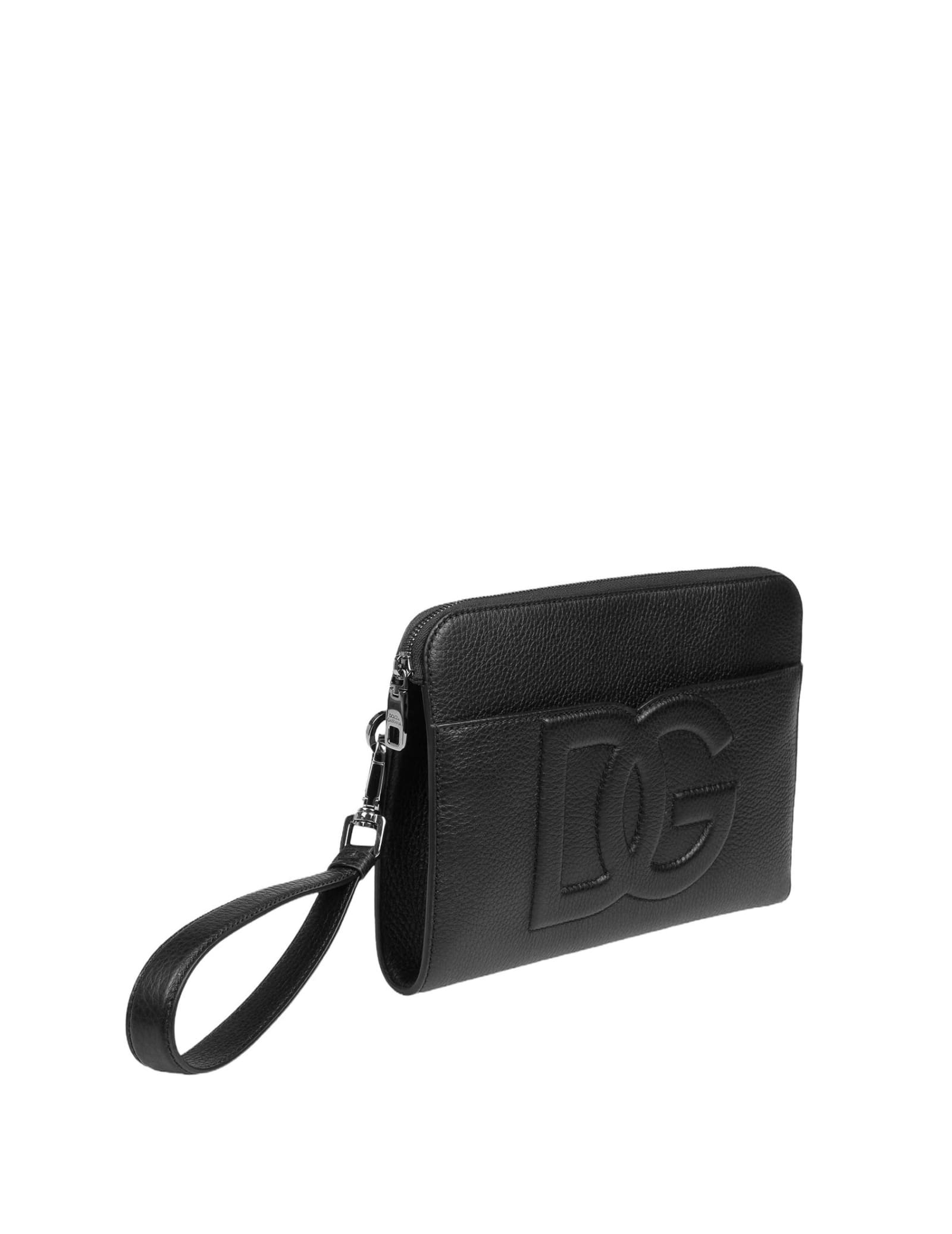 Shop Dolce & Gabbana Black Deer Leather Clutch