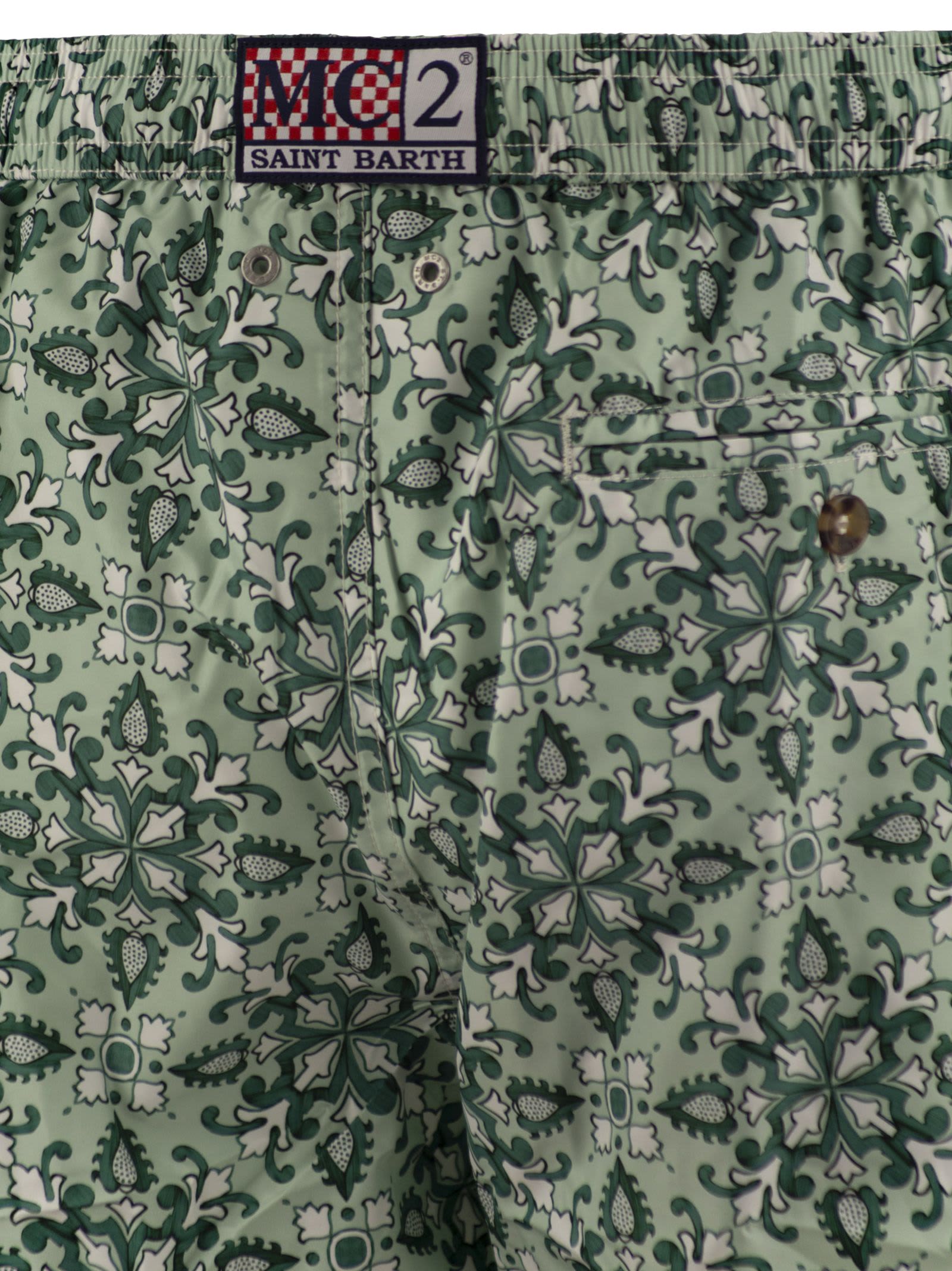 Mc2 Saint Barth Lightweight Fabric Swimming Costume With Print In Green