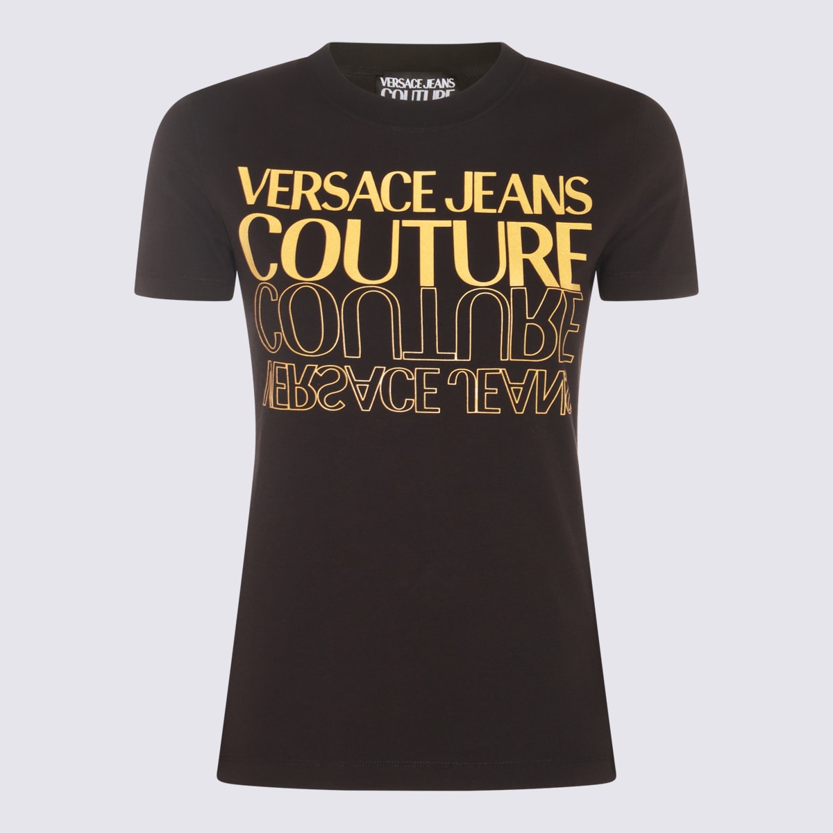 Versace Jeans Couture Upside Down-logo Cotton T-shirt In Black