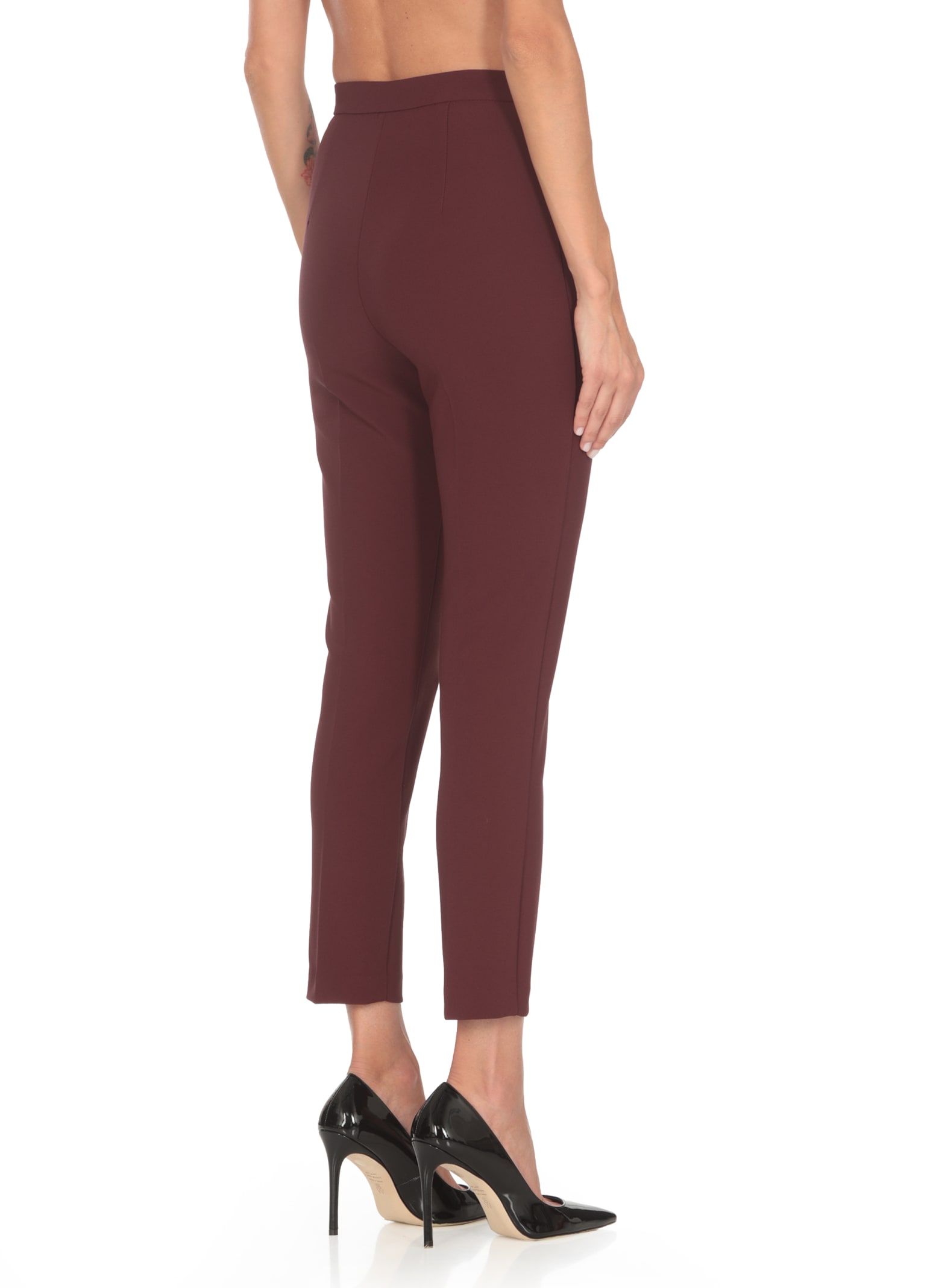 Shop Elisabetta Franchi Pants With Logo In Bordeaux