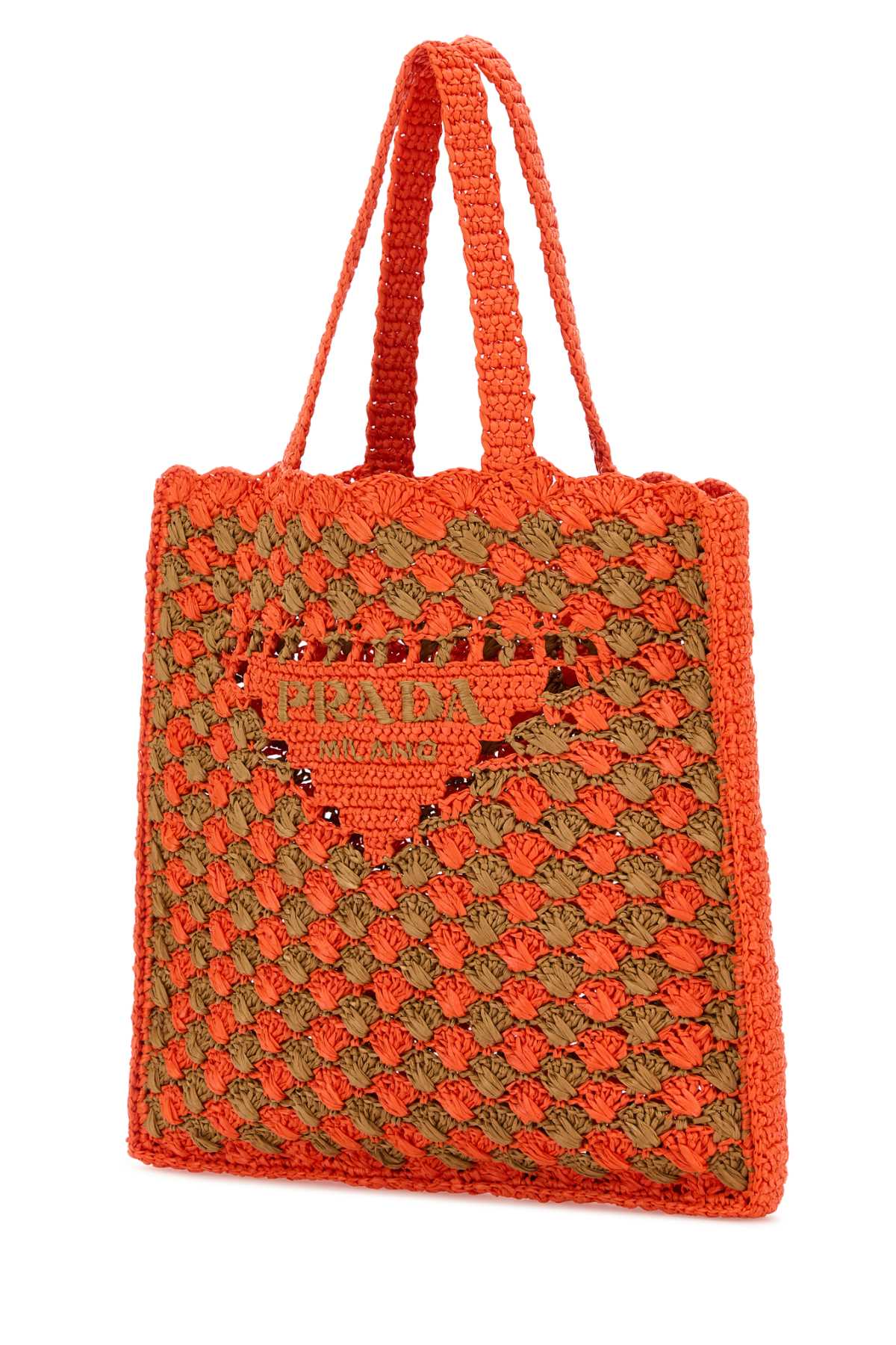 Prada Two-tone Raffia Shopping Bag