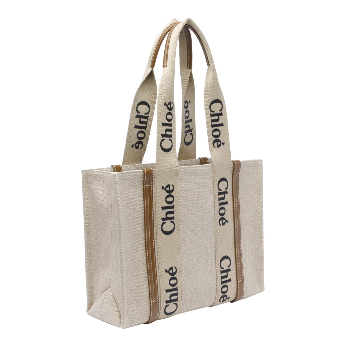 Shop Chloé Medium Woody Tote Bag In Grey