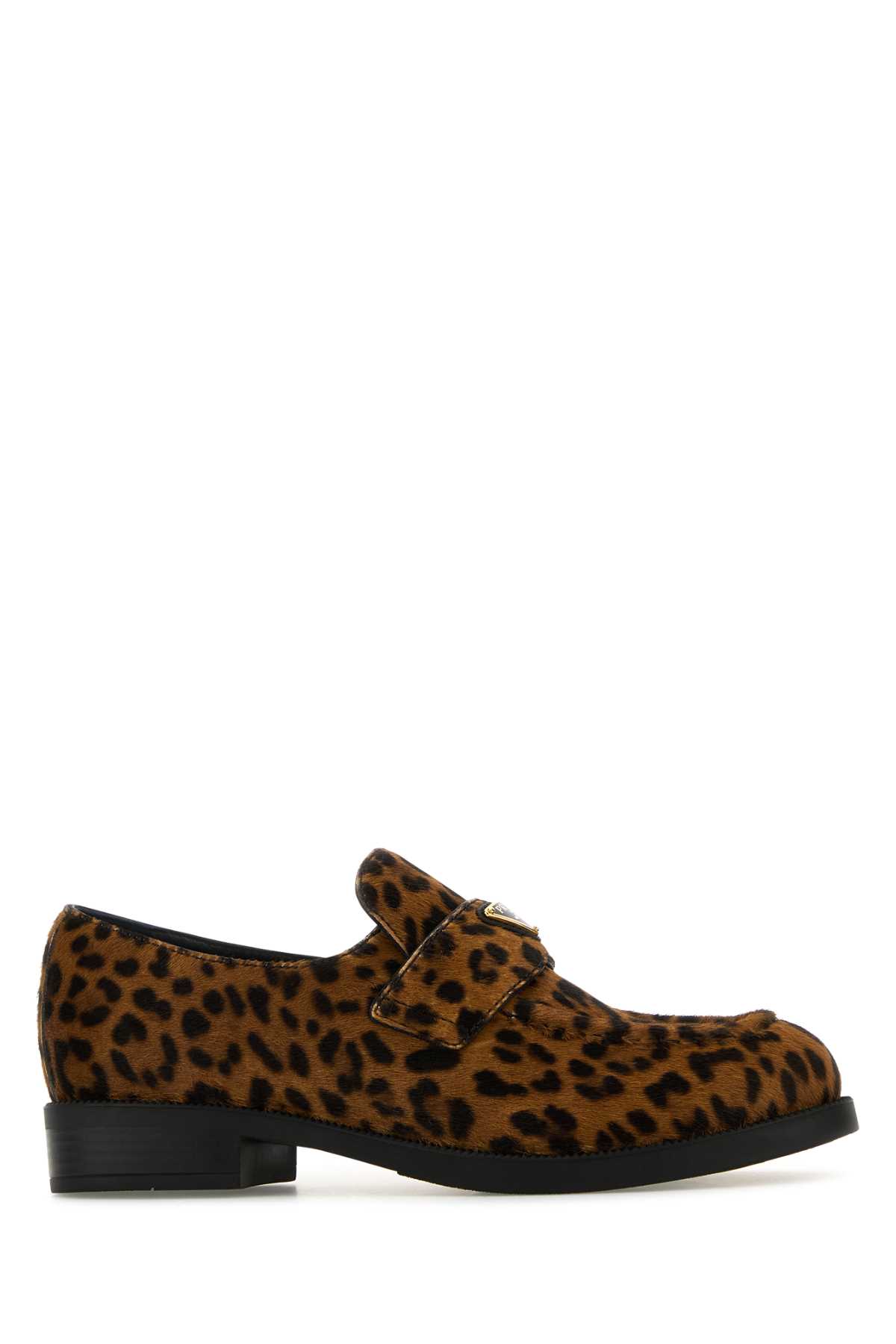 Shop Prada Printed Calf Hair Loafers In Miele