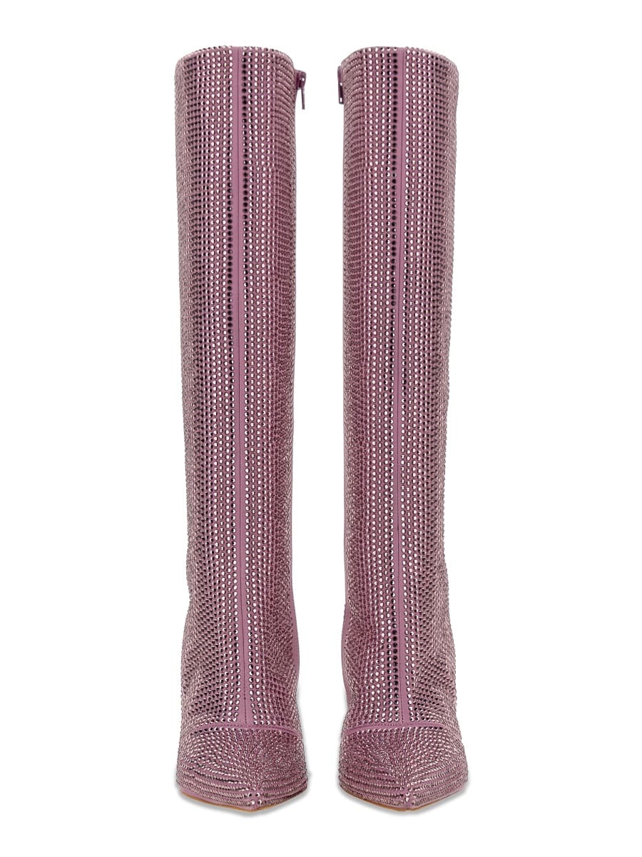 Liu •jo Rhinestone-embellished 110mm Knee-high Boots In Lilac