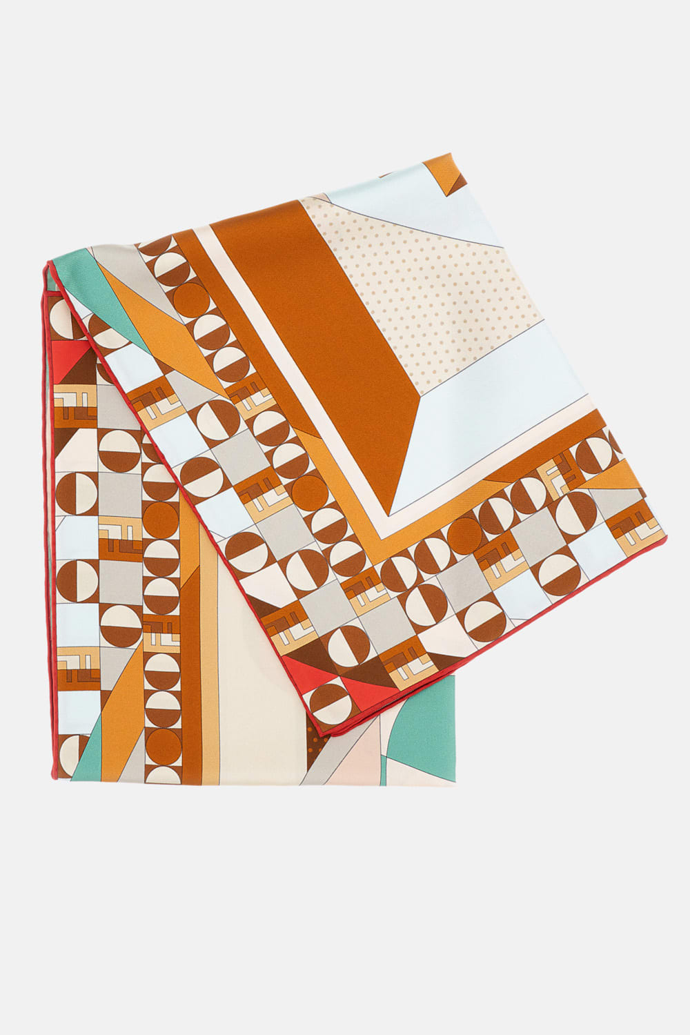 Fendi Square Scarf With Geometric Design And Bold Border In Yellow