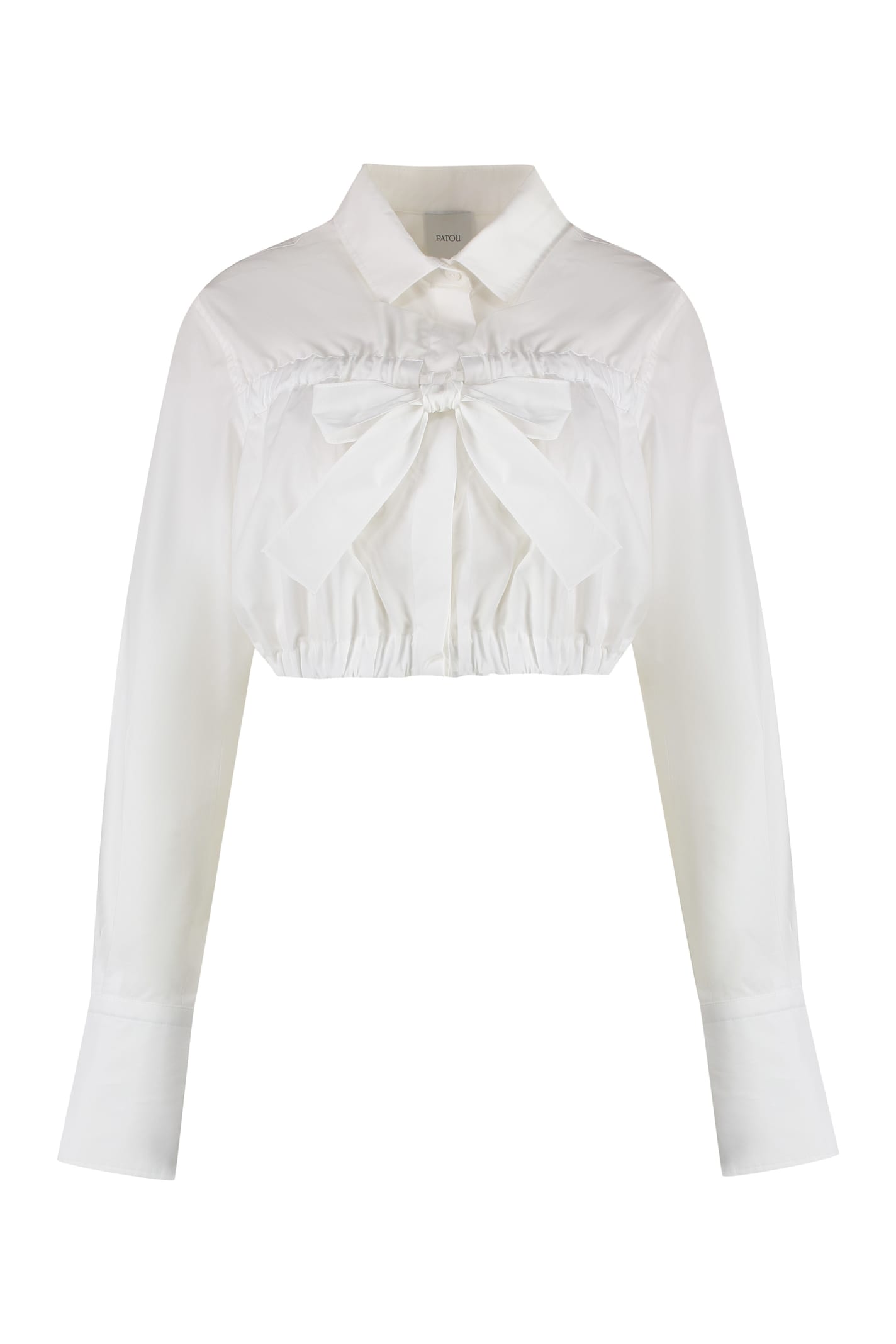 Shop Patou Cropped Poplin Shirt In Bianco