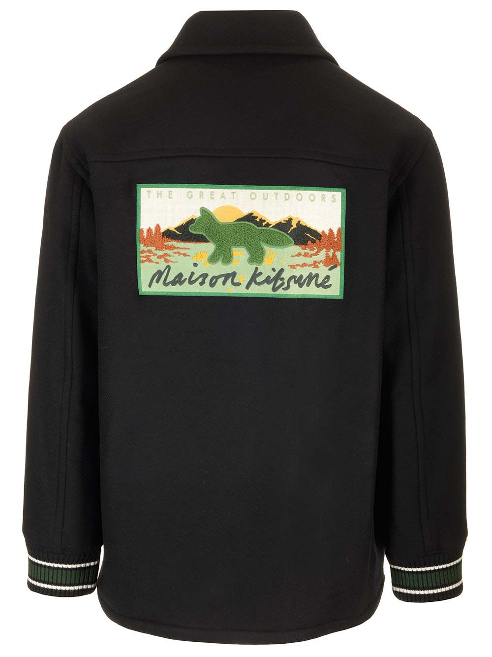 Shop Maison Kitsuné Varsity Jacket In Black