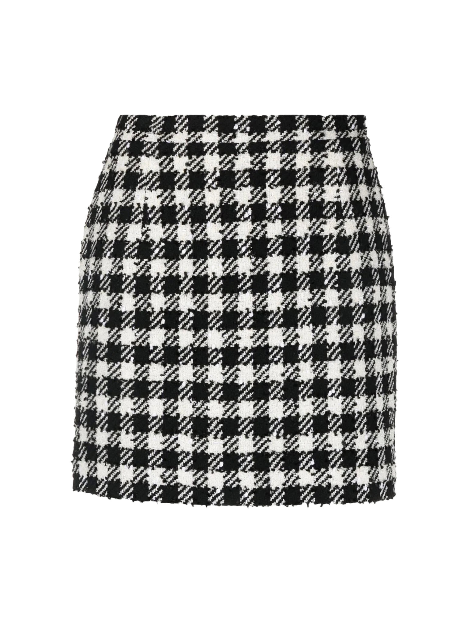 Alessandra Rich Mini Vichy Skirt In Black White