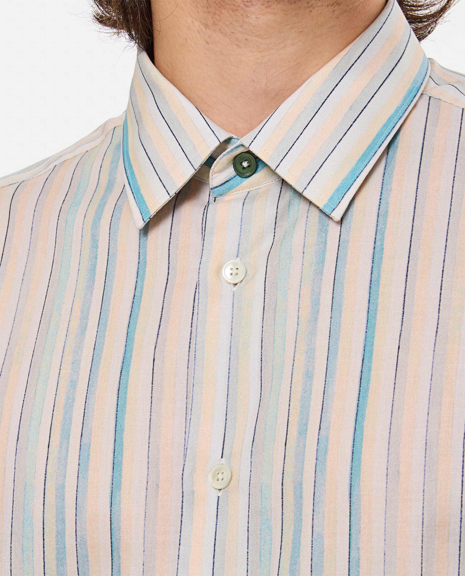 Shop Paul Smith Mens S/c Tailored Fit Shirt In Panna Azzurro