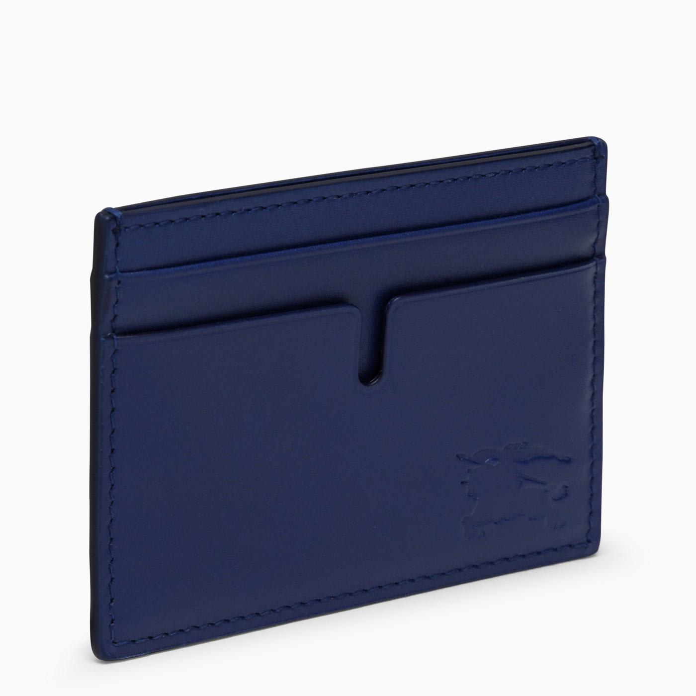 Shop Burberry Blue Leather Credit Card Holder In Knight