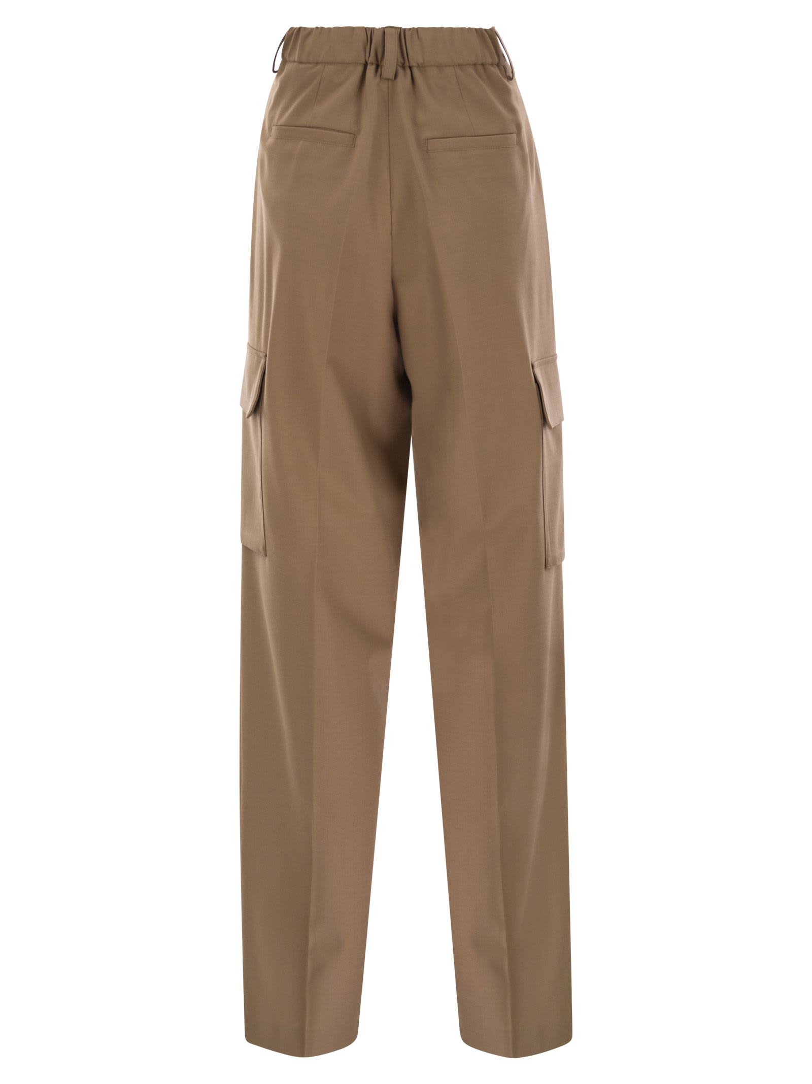 Shop Herno Soft Wool Cargo Pants In Cammello