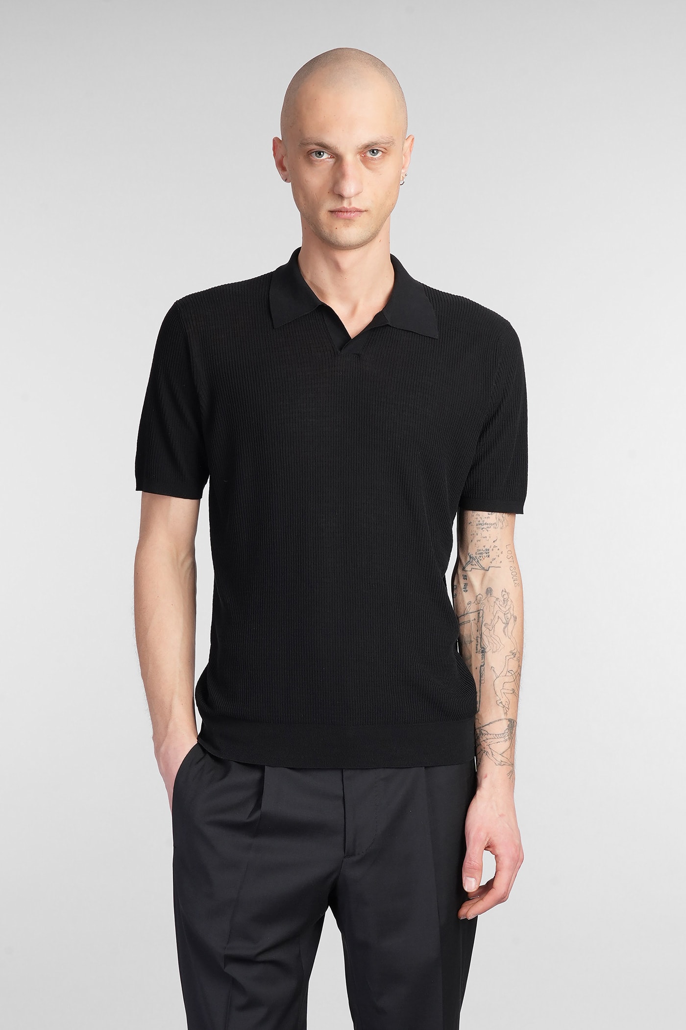 Roberto Collina Polo In Black Cotton In Black