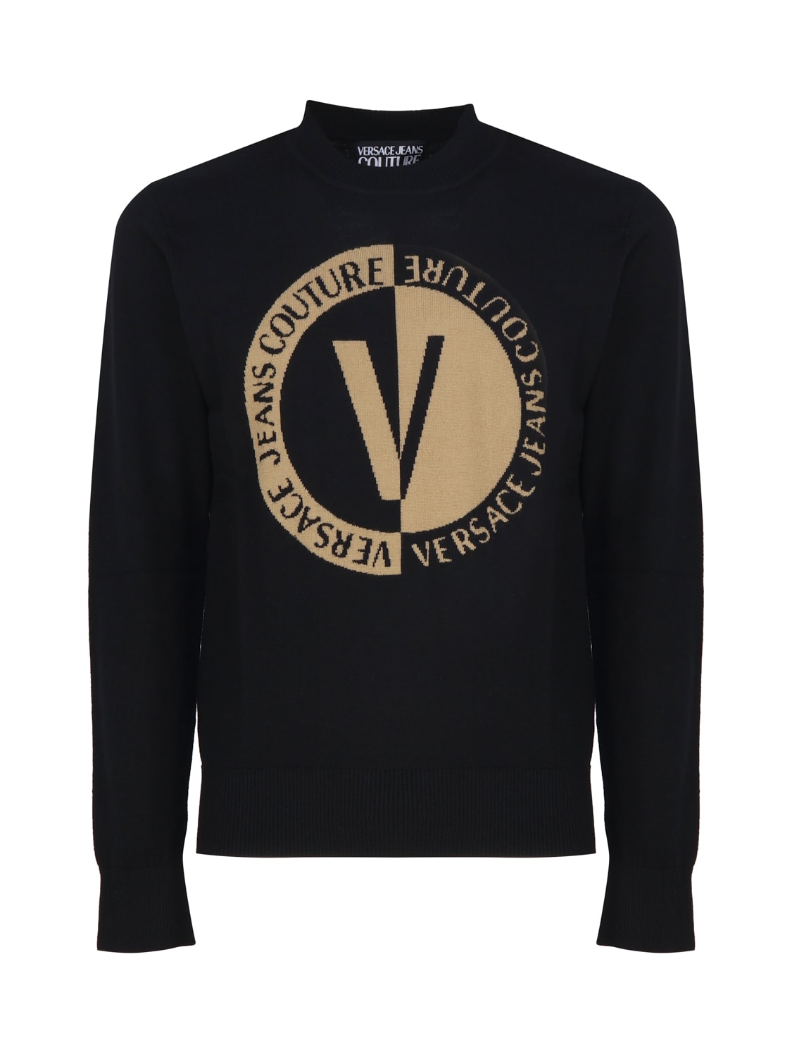 VERSACE JEANS COUTURE CONTRASTING LOGO SWEATER IN WOOL