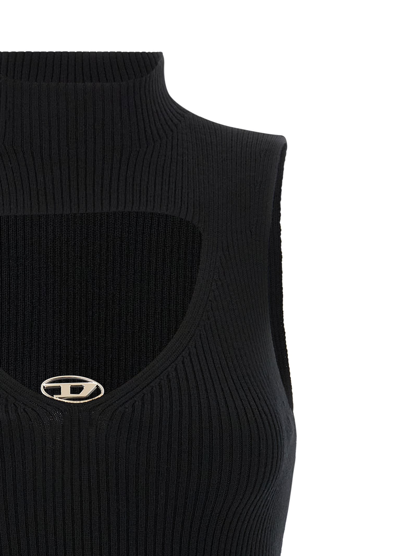 Diesel Womens 9xx M-olini Short Sleeveless Wool Knitted Mini Dress In Black