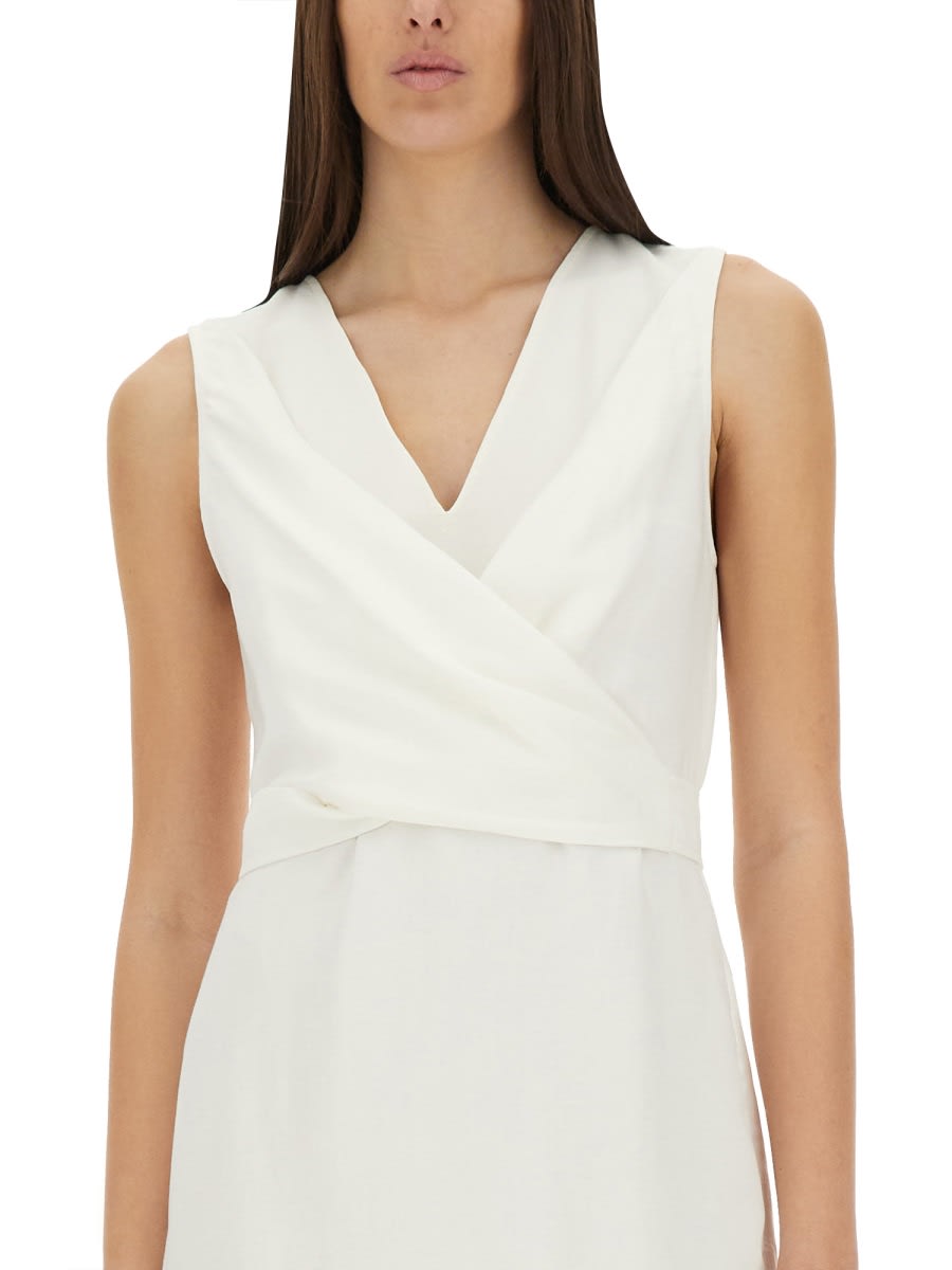 Brunello Cucinelli Slim Fit V-neckline Wrap-effect Dress In White