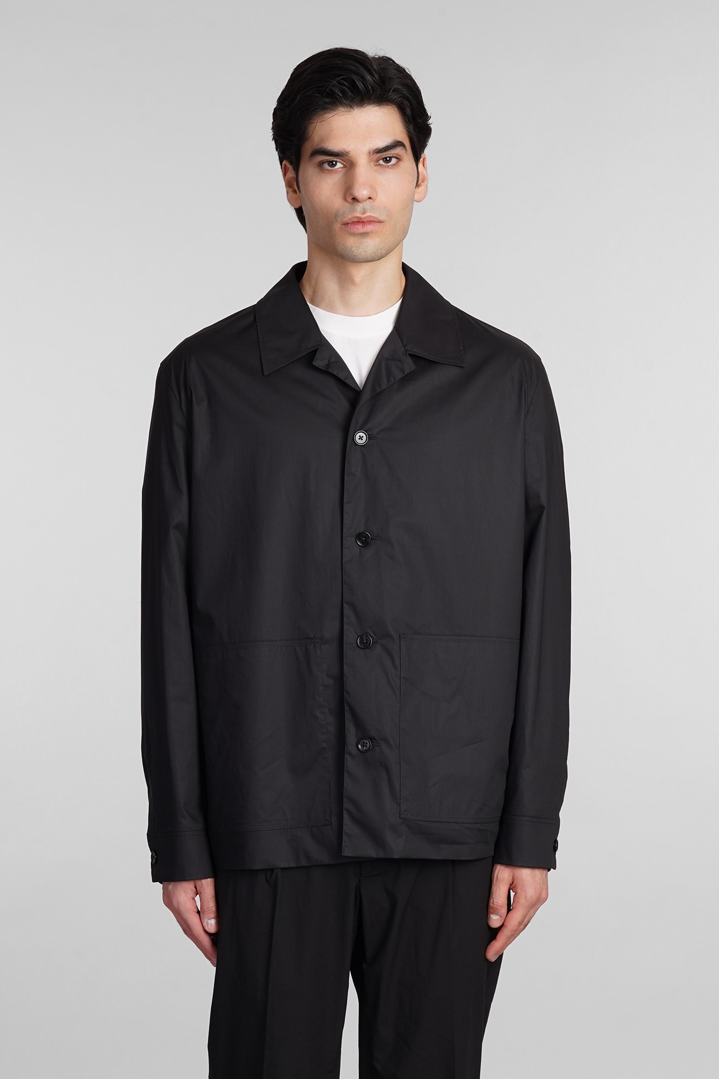 Shop Zegna Casual Jacket In Black Cotton