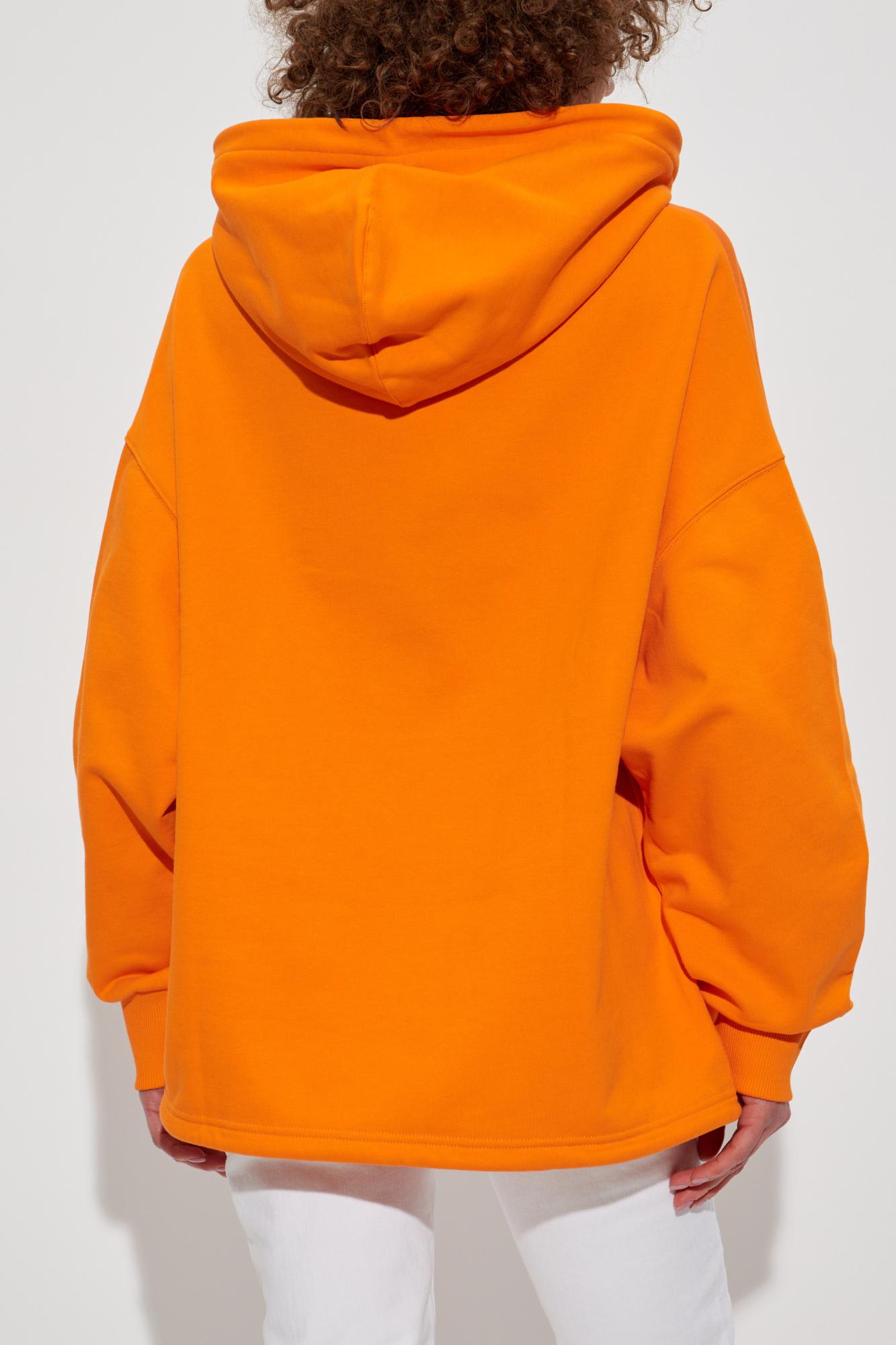 Versace Jeans Couture Hoodie With Logo And Crystals In Orange