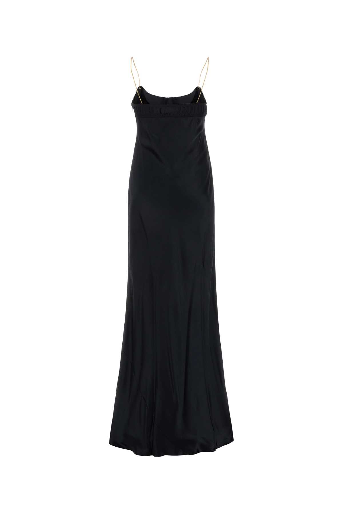 Shop Miu Miu Black Stain Long Dress In Nero