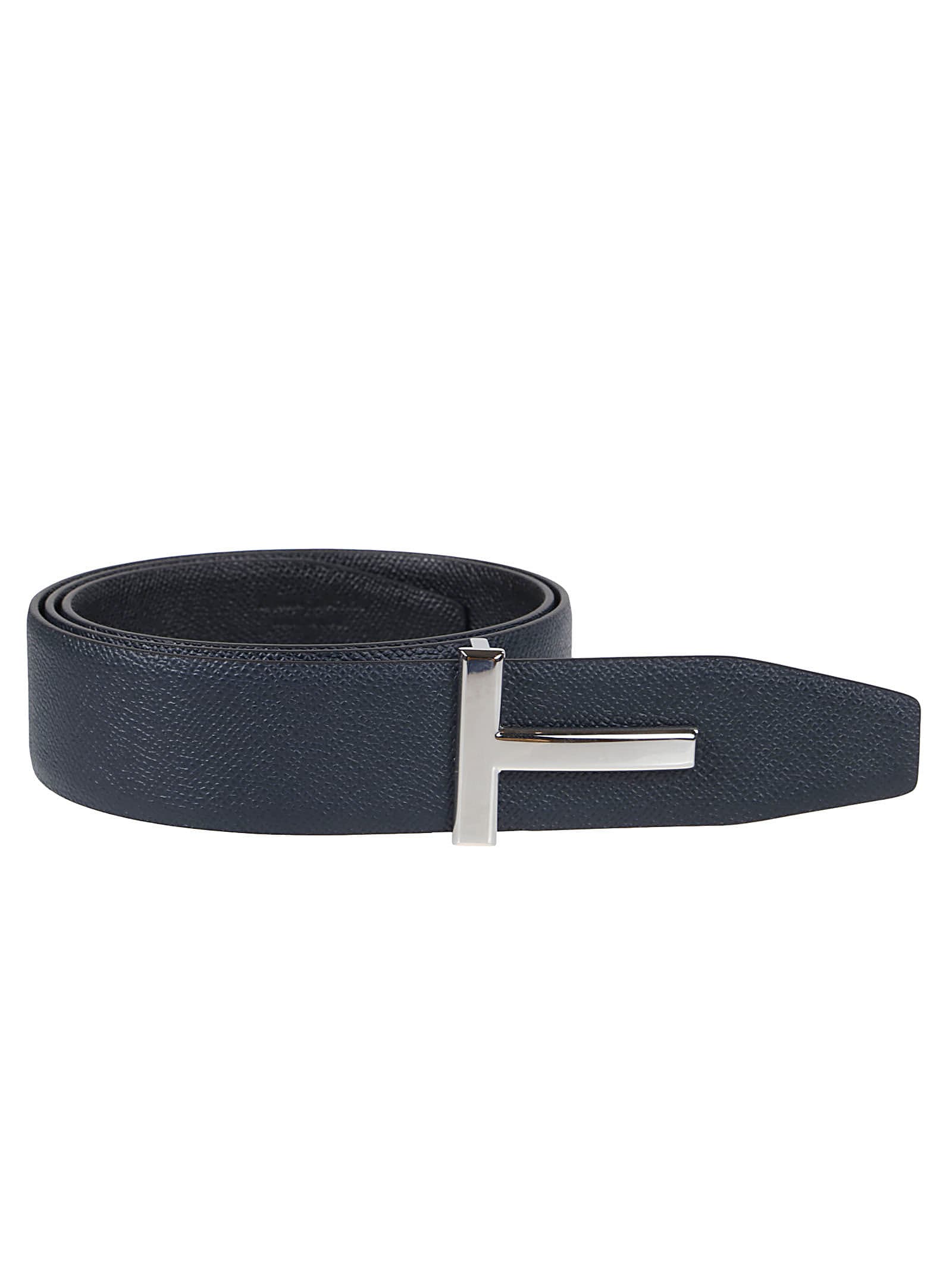Shop Tom Ford Reversible T-buckle Belt In Dark Navy/black