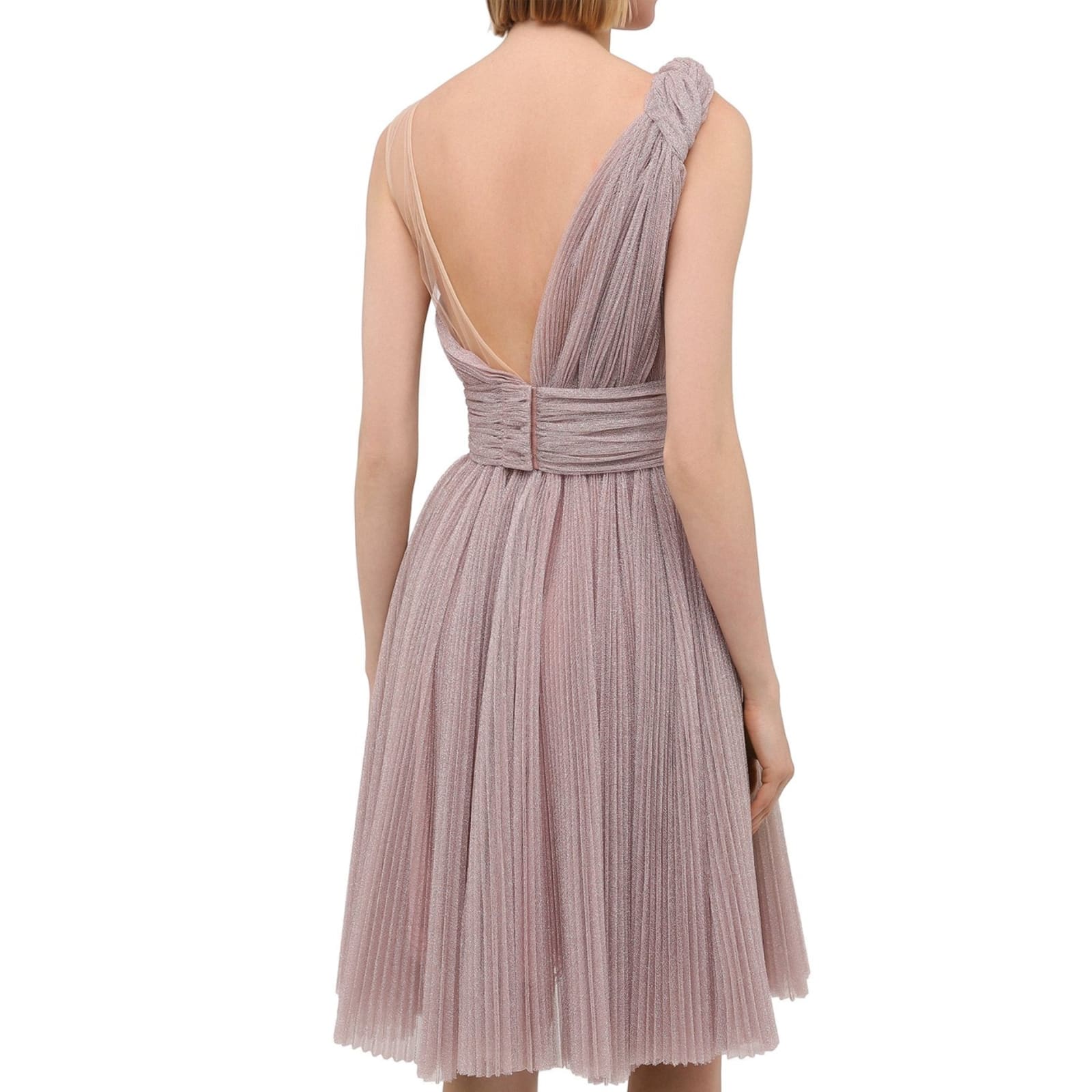 Shop Dolce & Gabbana One Shoulder Dress In Pink