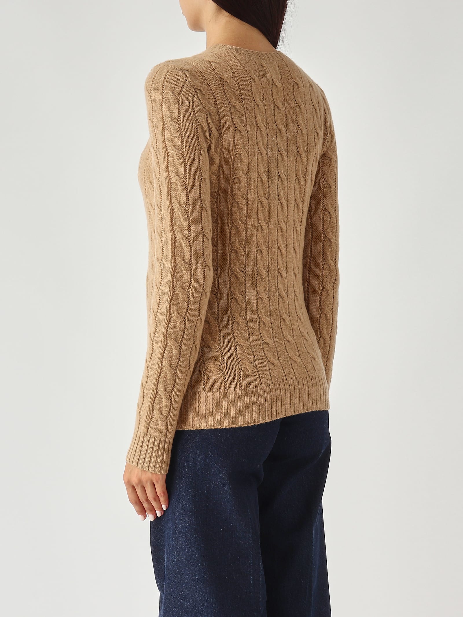 Polo Ralph Lauren Girocollo In Lana E Cashmere A Trecce Sweater In Brown