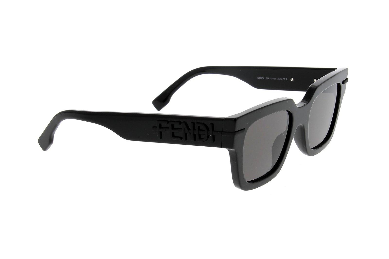 Shop Fendi Square Frame Sunglasses In 01a - Black