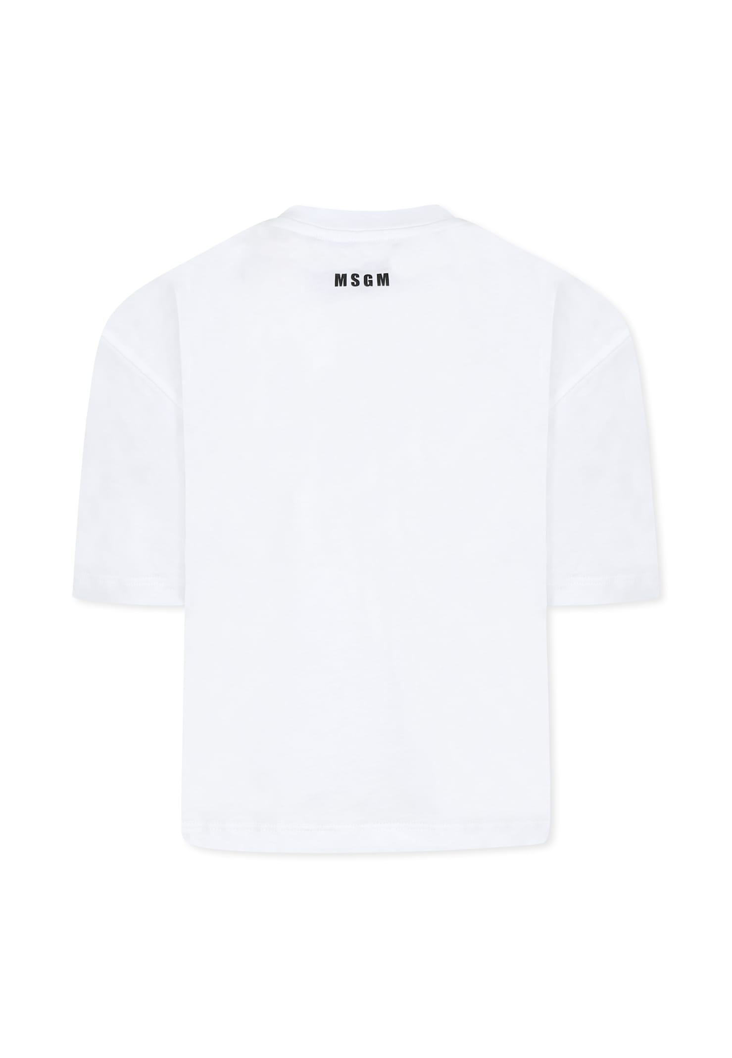 Msgm White T-shirt For Girl With Heart In White