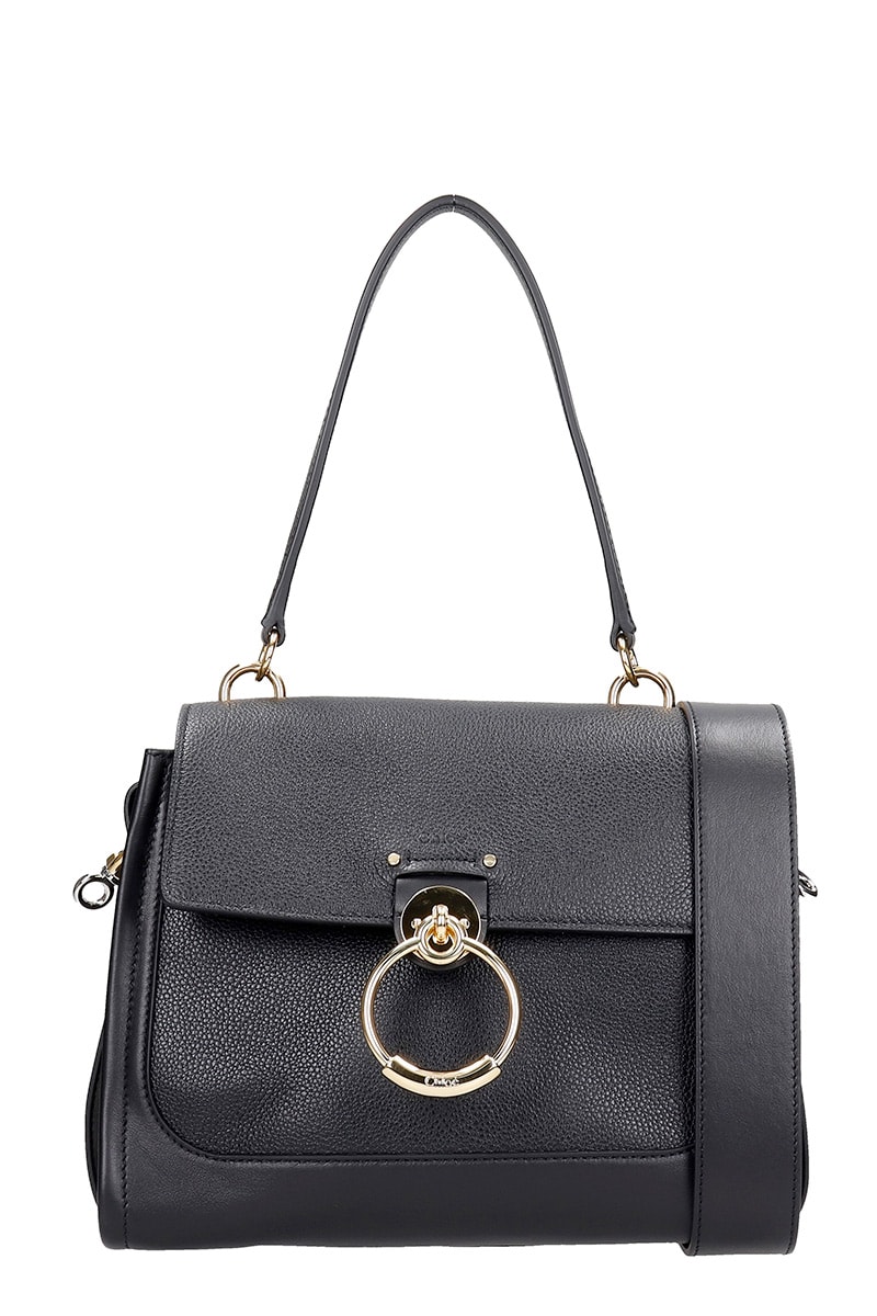 Chloé Tess Big Shoulder Bag In Black Leather