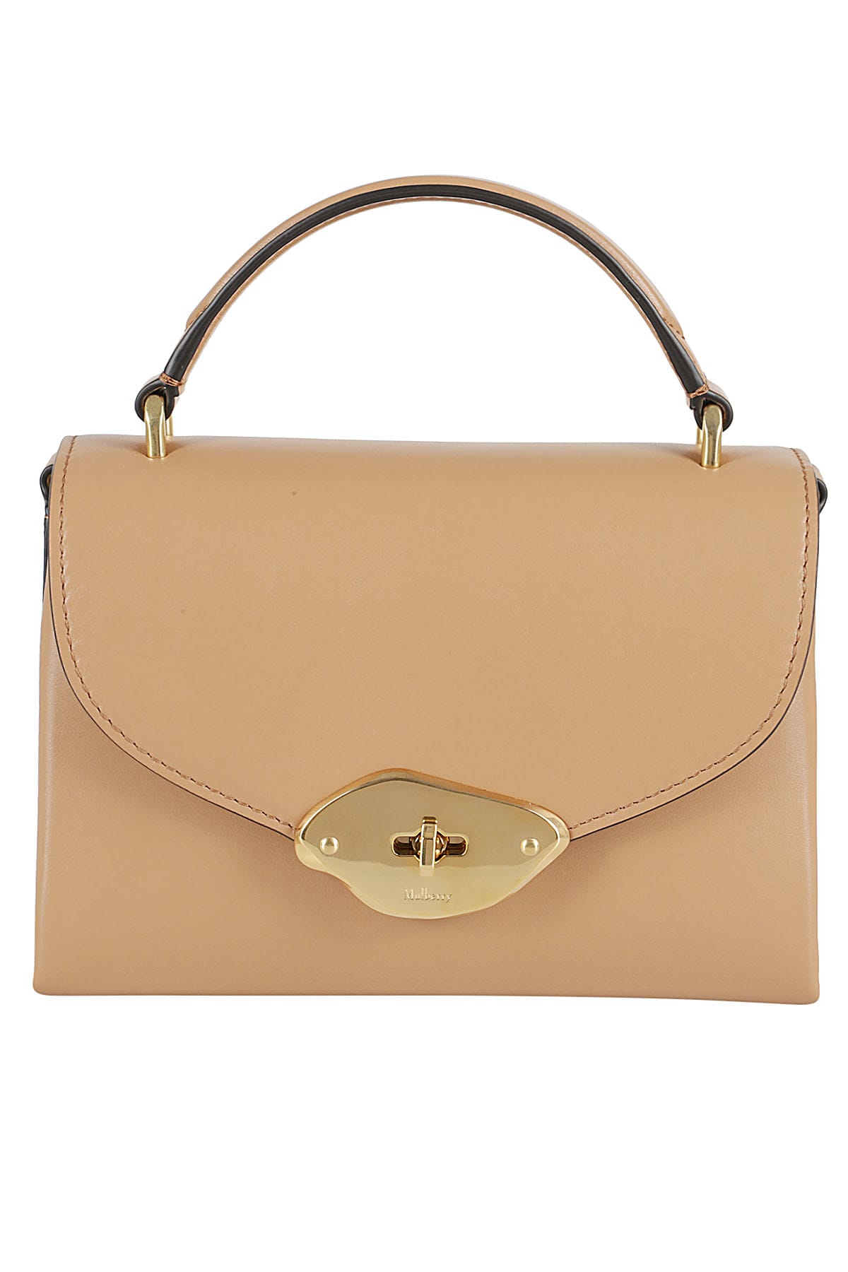 Shop Mulberry Small Lana Top Handle High Gloss Leather In Sable