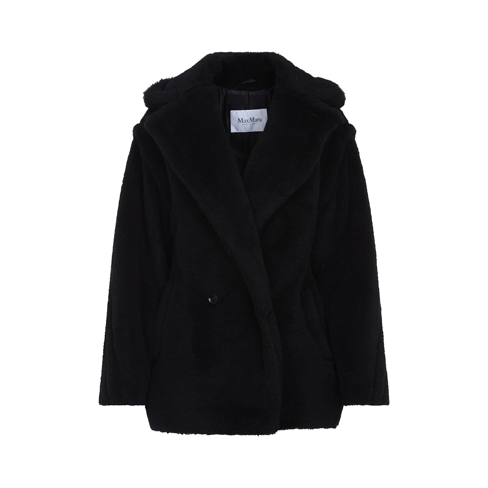 Shop Max Mara Fuxia Teddy Short Coat In Black