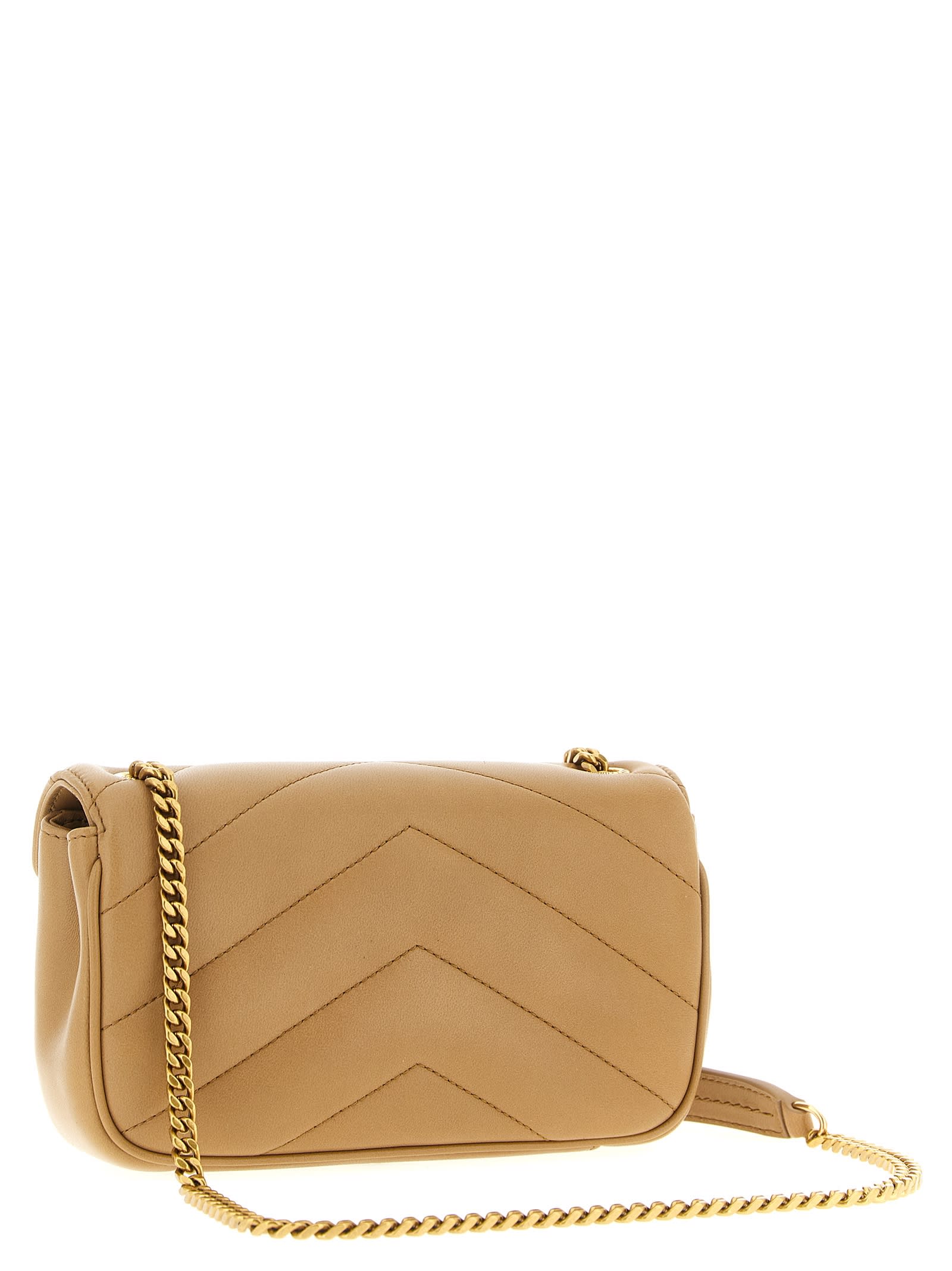 Saint Laurent Loulou Mini Crossbody Bag In Sand