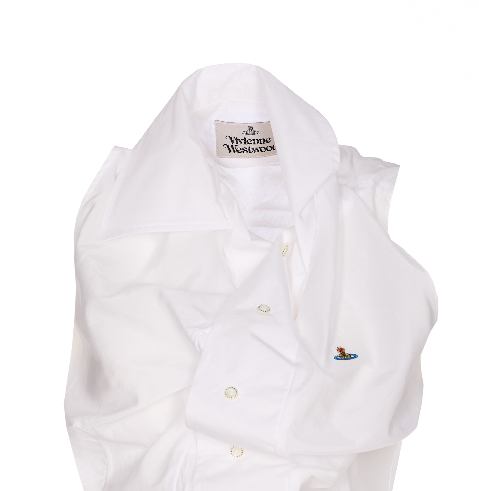 Vivienne Westwood Draped Buttoned Collared Sleeveless Top